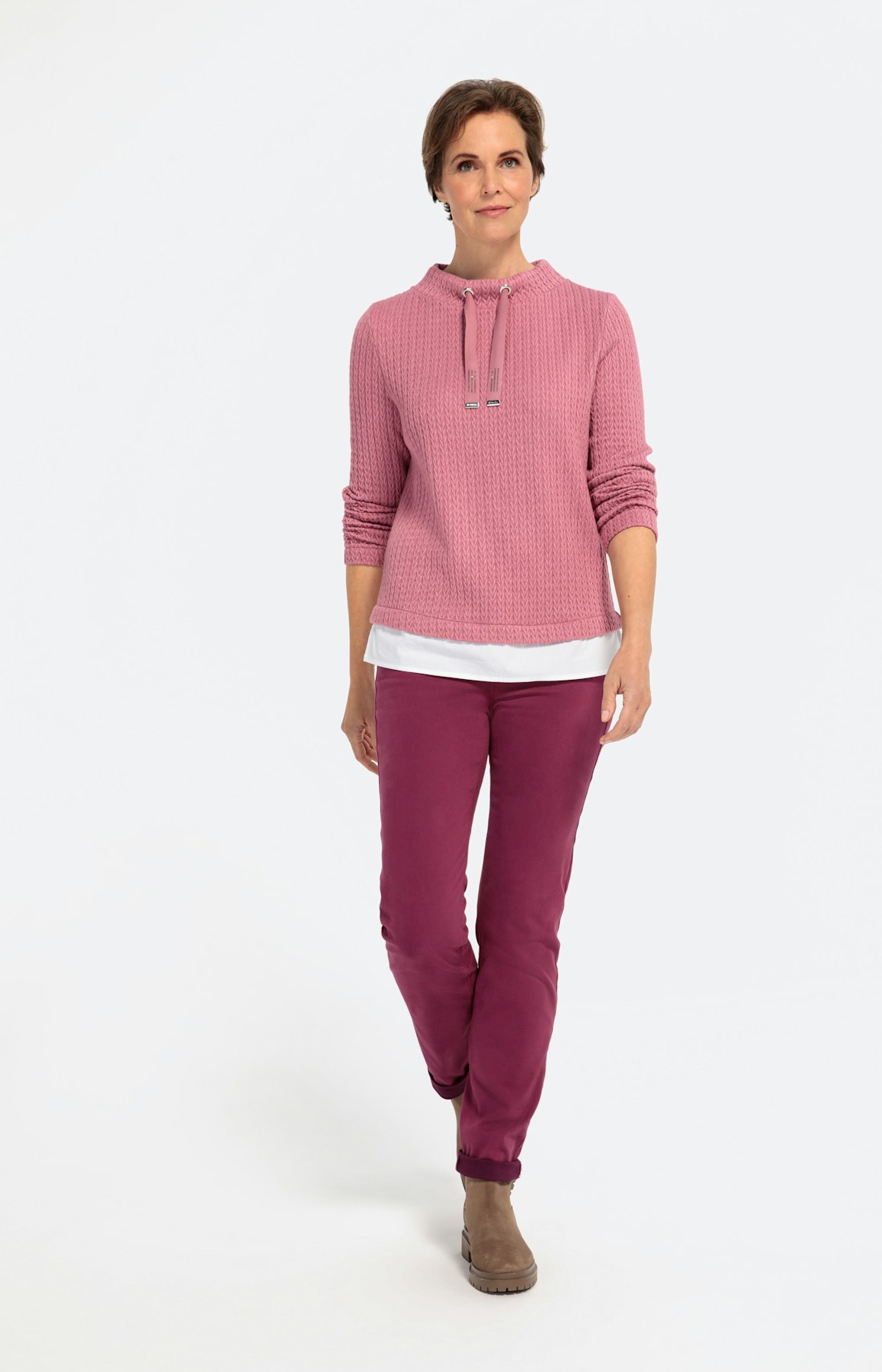 Jacquard-Sweatshirt mit Blusensaum