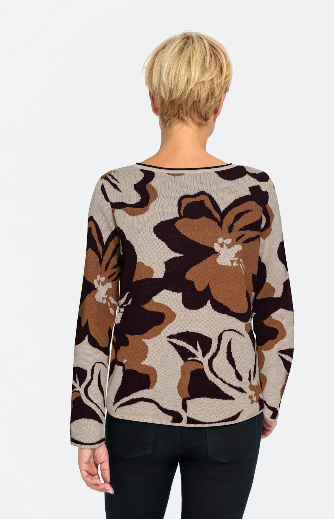 Jacquard-Pullover mit Blumenmuster