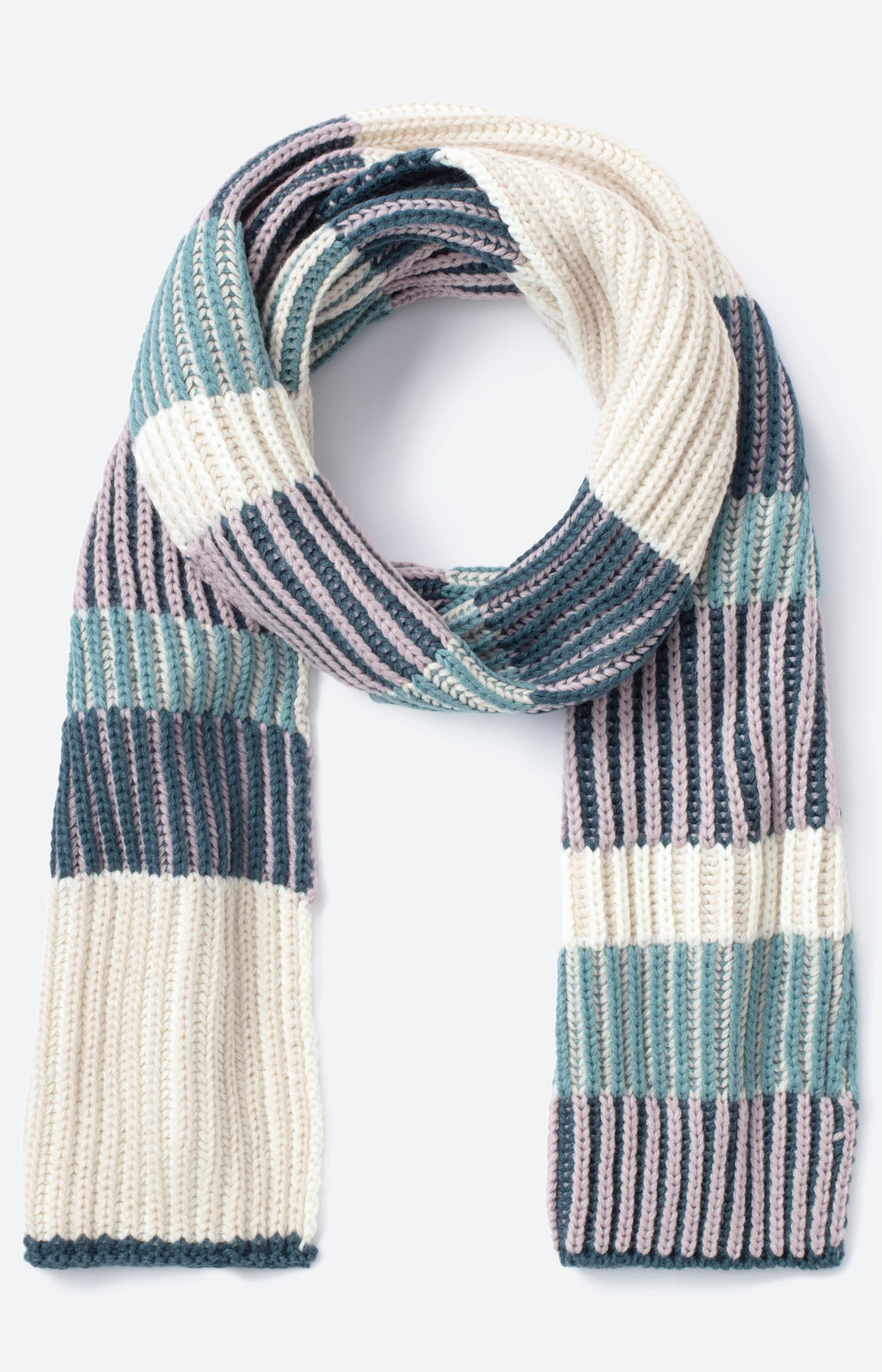 Veelkleurige grofgebreide sjaal