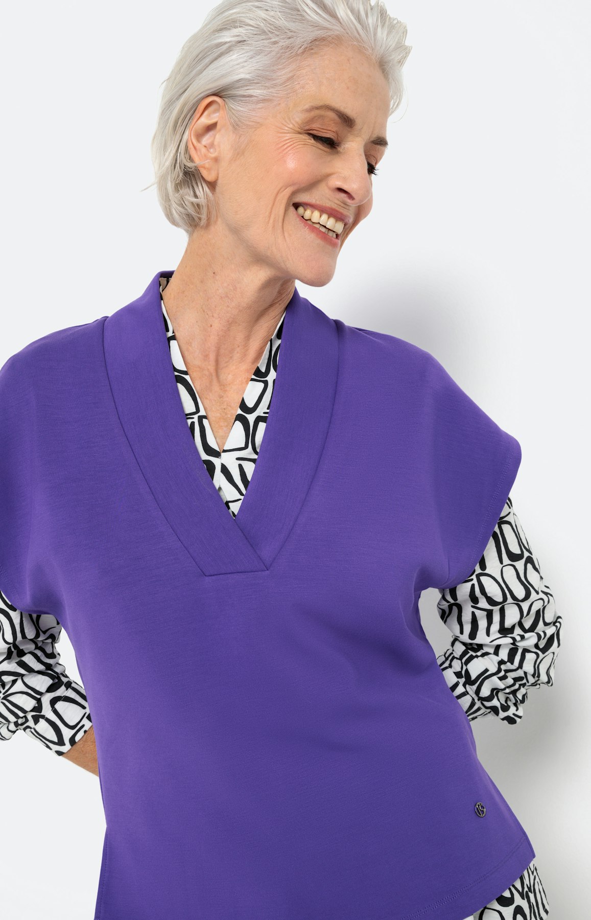 Sweat-Pullunder mit V-Ausschnitt