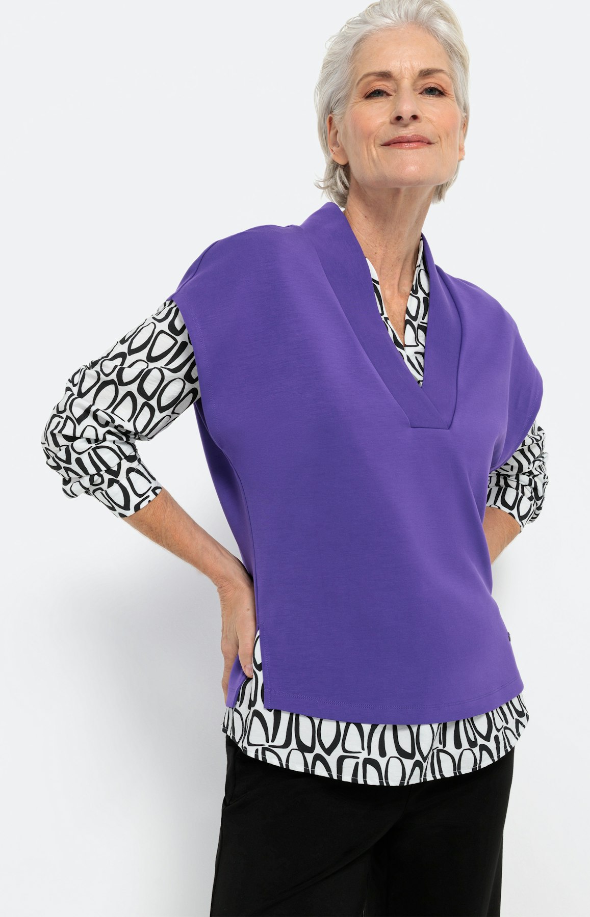 Sweat-Pullunder mit V-Ausschnitt