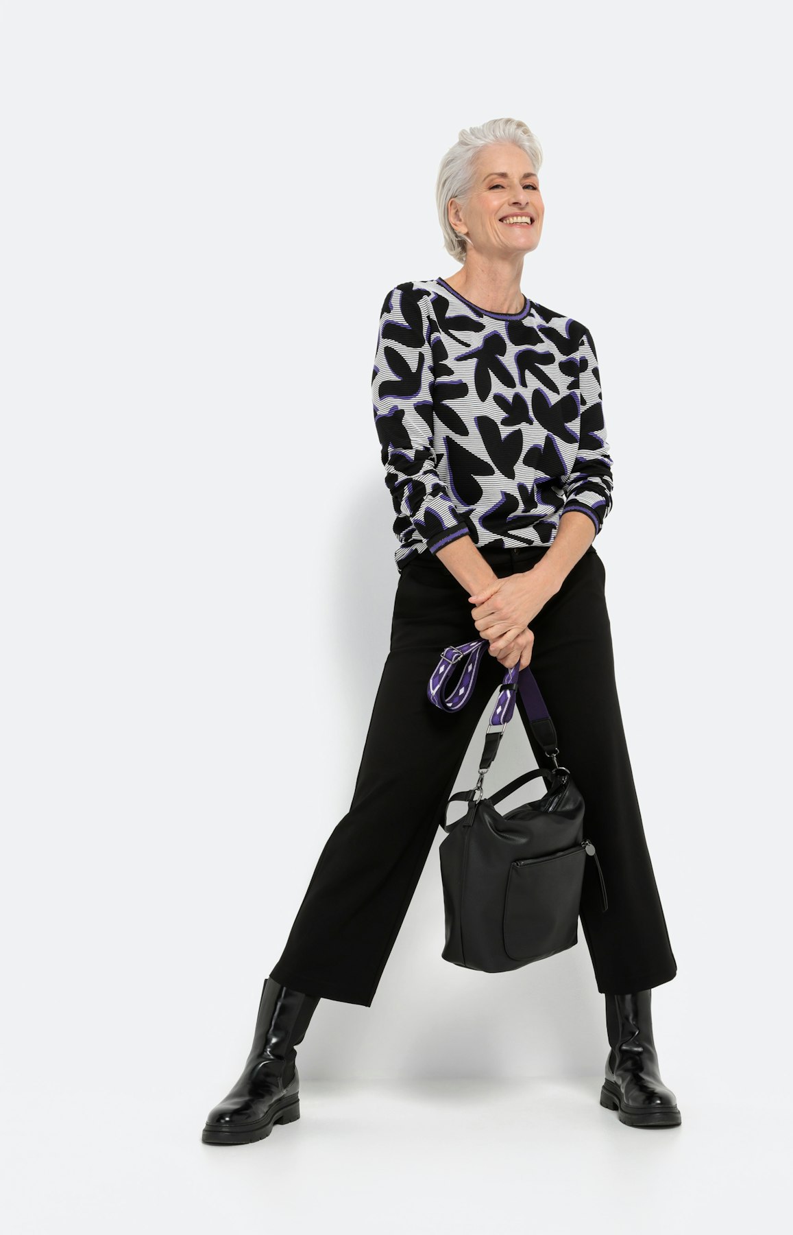 Gemustertes Sweatshirt mit Rundhals