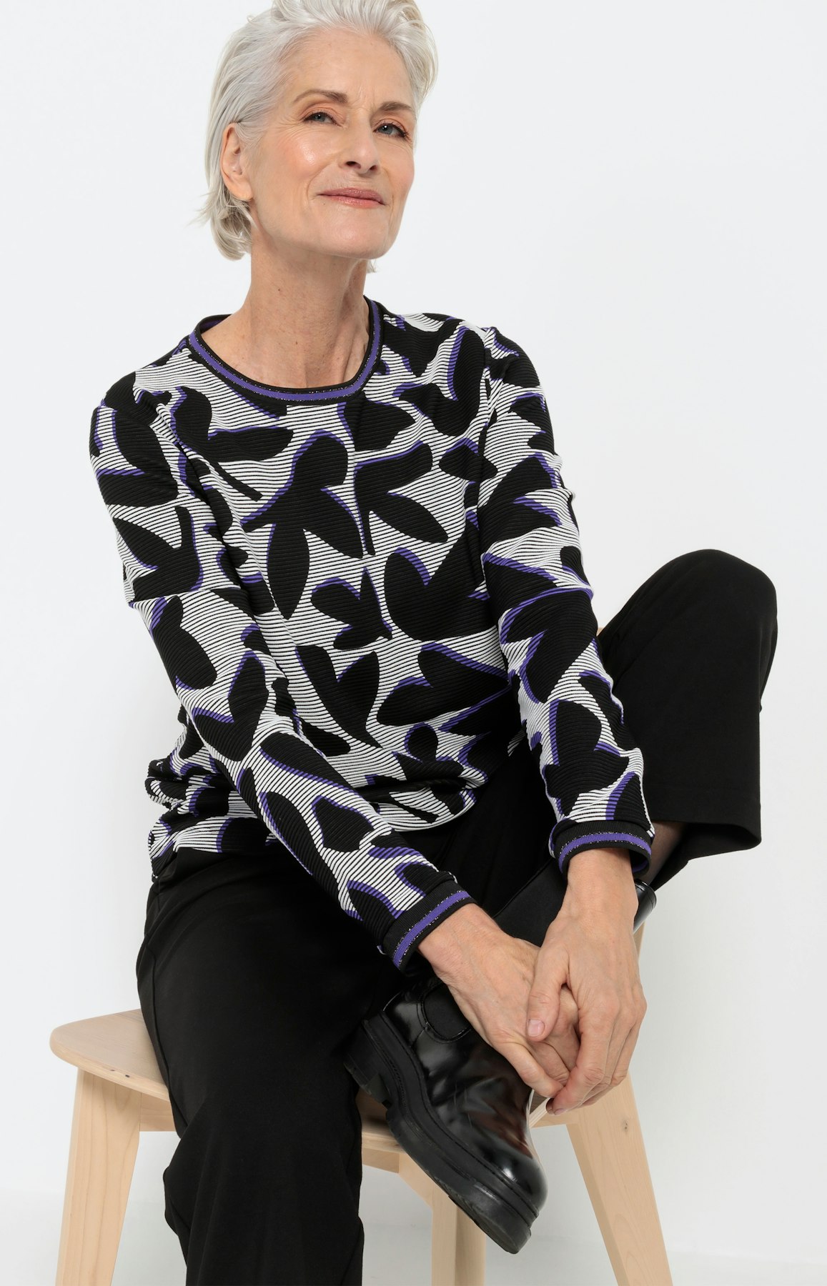 Gemustertes Sweatshirt mit Rundhals