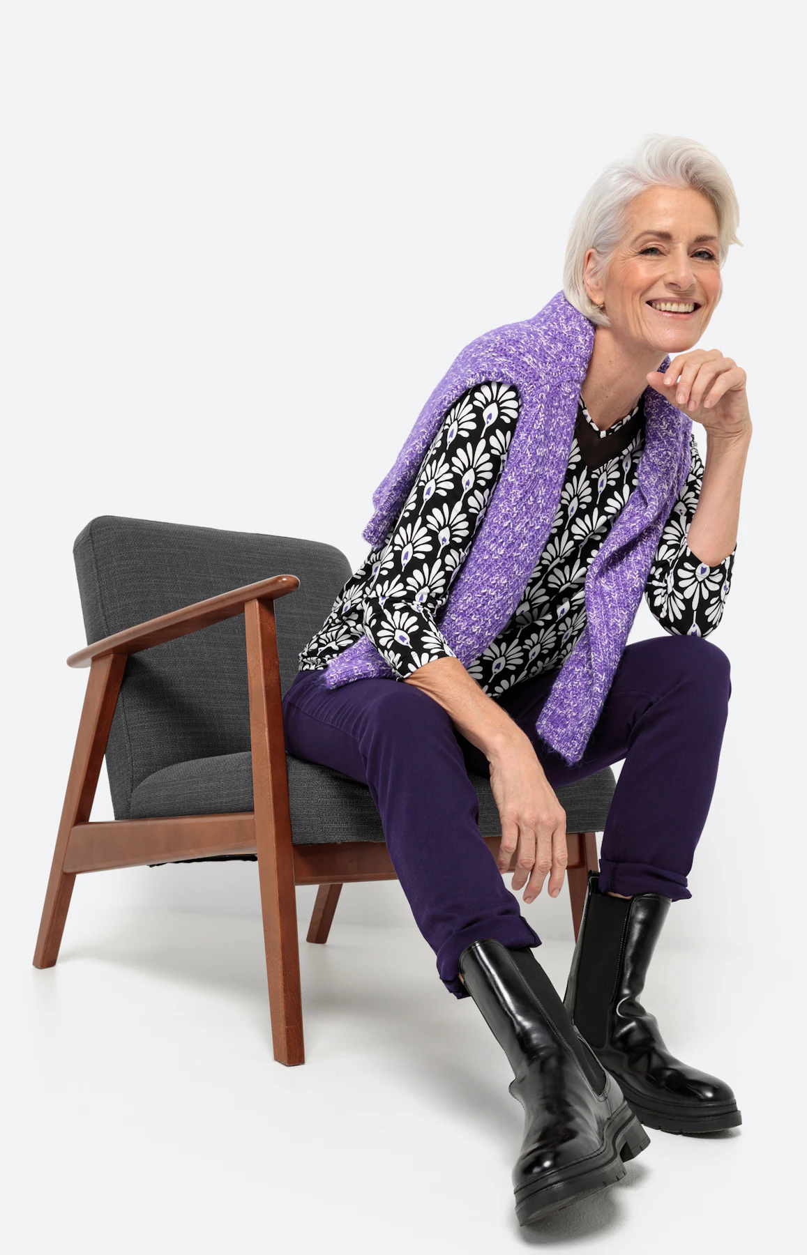 Gedessineerd shirt met elastische zoom