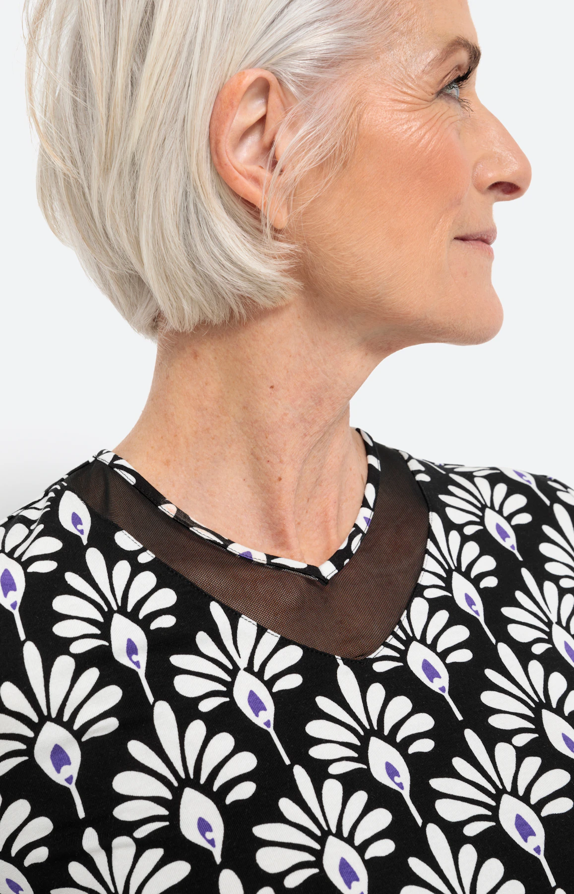 Gedessineerd shirt met elastische zoom