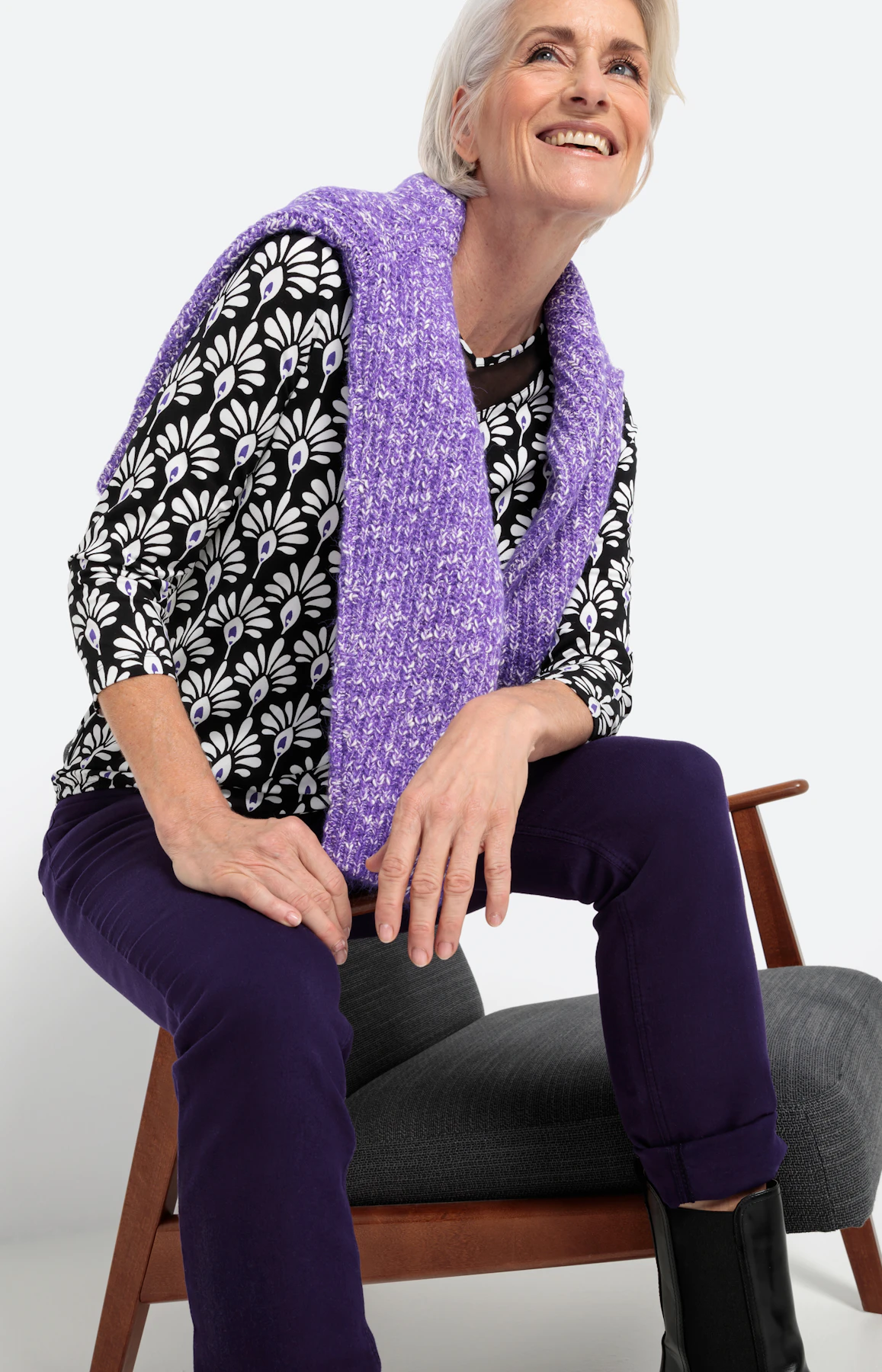 Gedessineerd shirt met elastische zoom