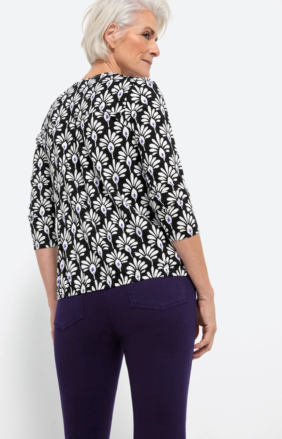 Gedessineerd shirt met elastische zoom