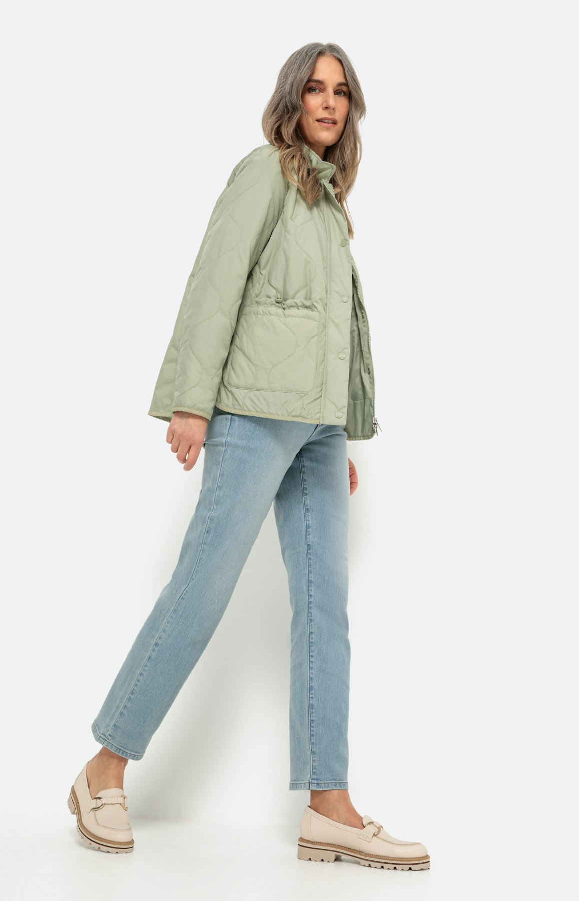 Gewatteerd jack met gelaagde zakken