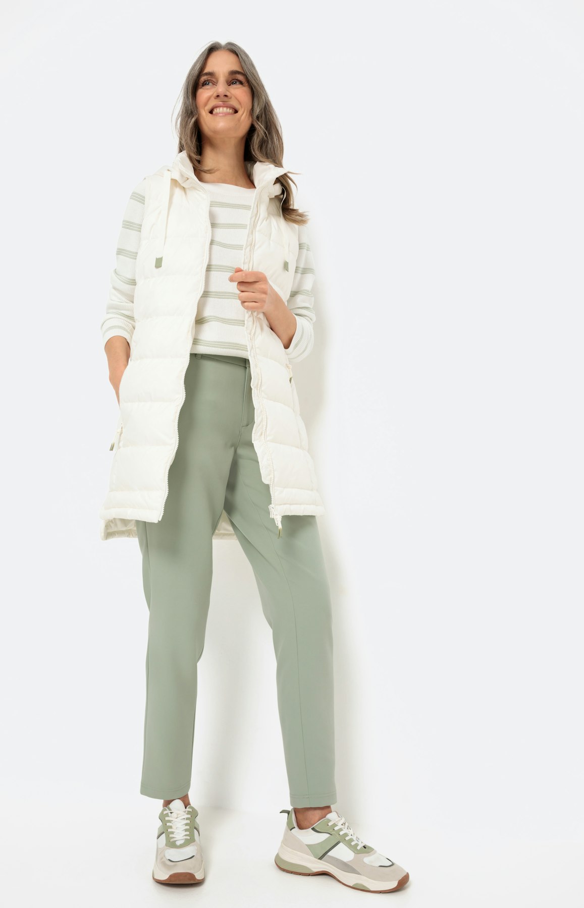 Lange bodywarmer met afneembare capuchon