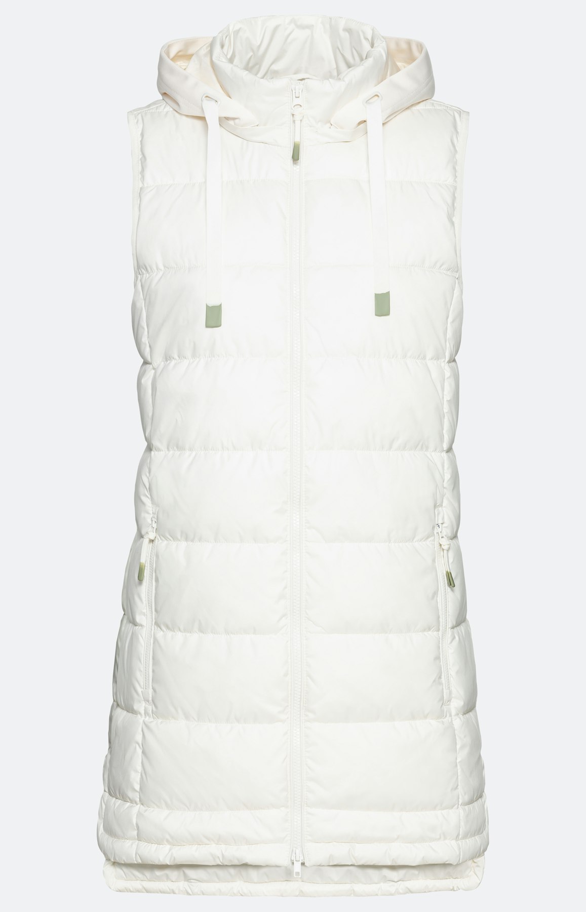 Lange bodywarmer met afneembare capuchon