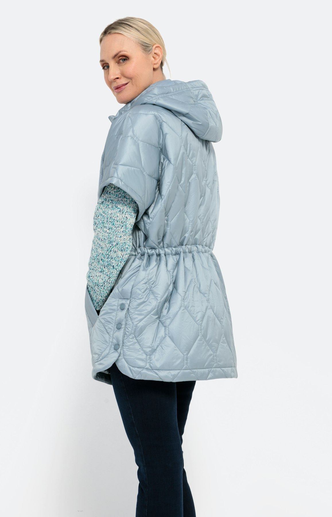 Gestikte poncho met korte mouwen