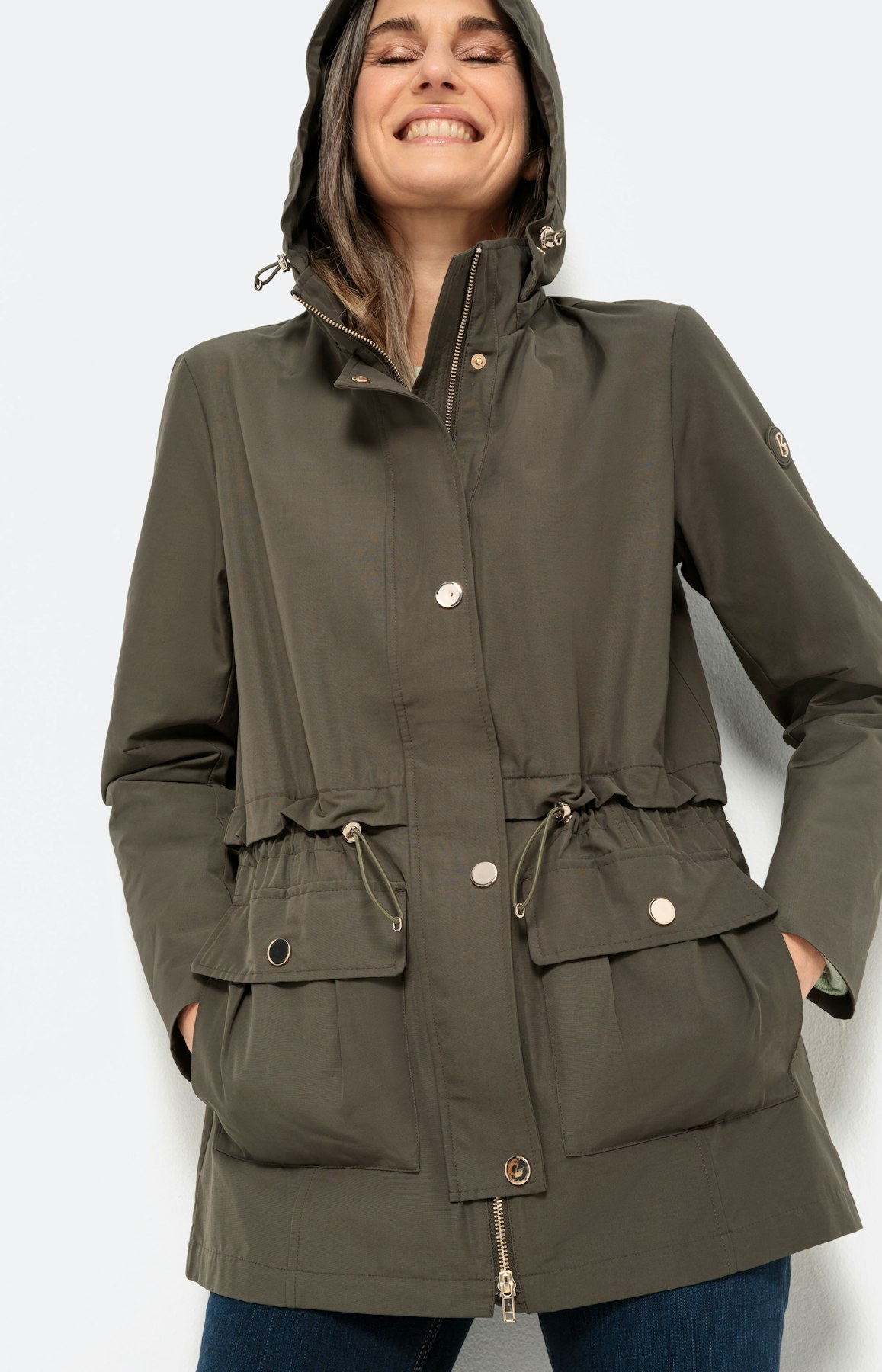 Parka jas met optionele capuchon, olive