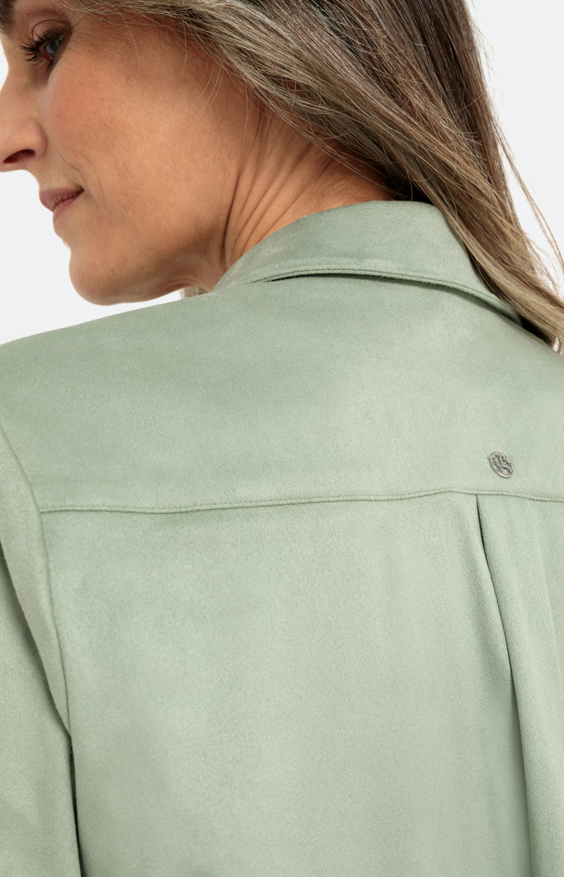 Blouse met lange mouwen in suède-look