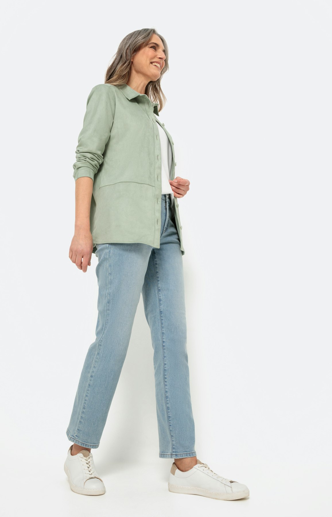 Blouse met lange mouwen in suède-look