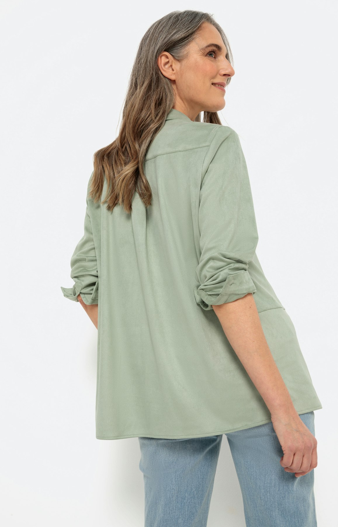 Blouse met lange mouwen in suède-look