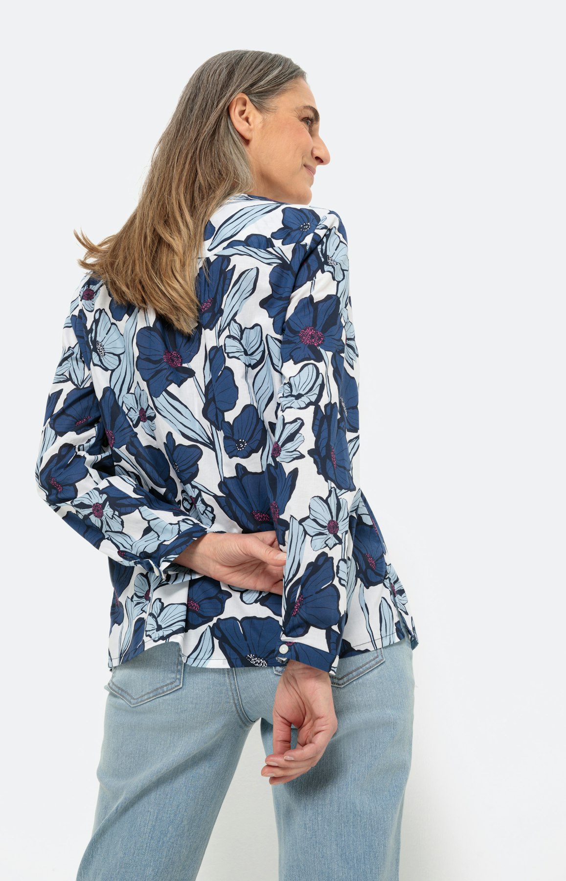 Geblümte Bluse mit langem Arm