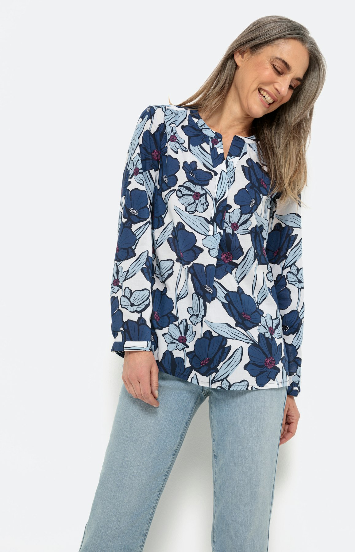 Geblümte Bluse mit langem Arm