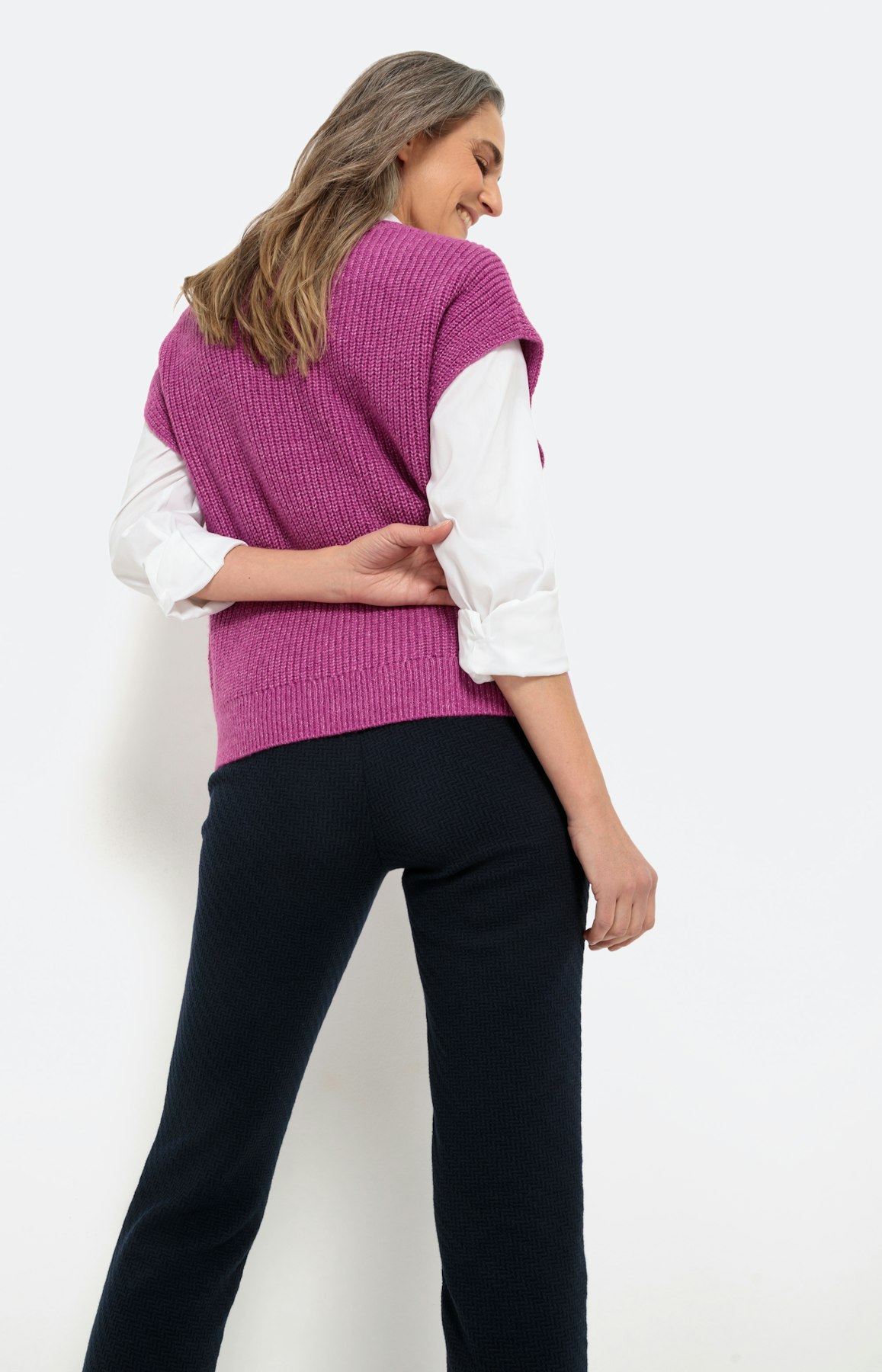 Geribde slip-over met ronde hals