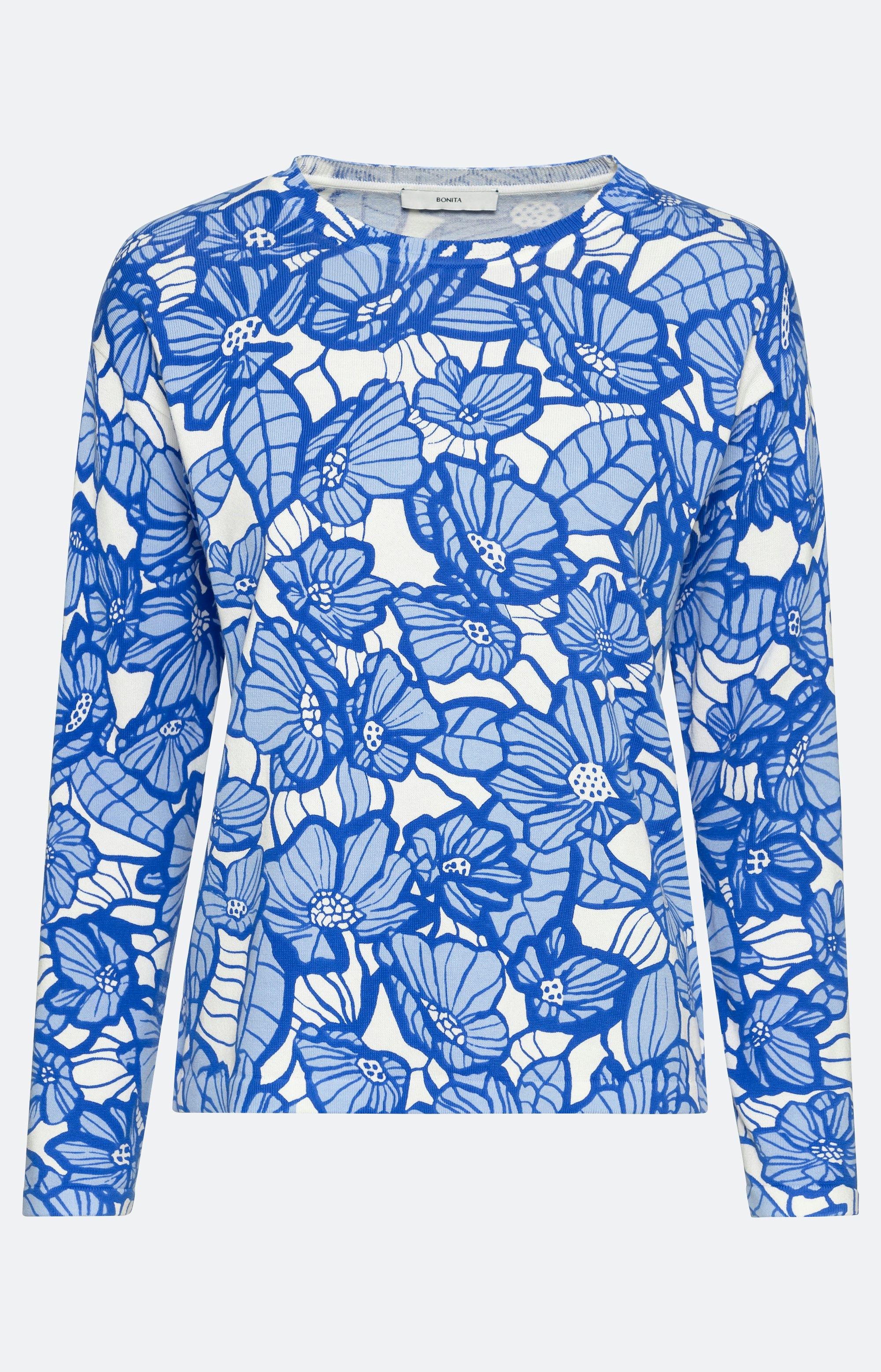 Blumenstrick-Langarm-Pullover und Hosen-Kombi-Set