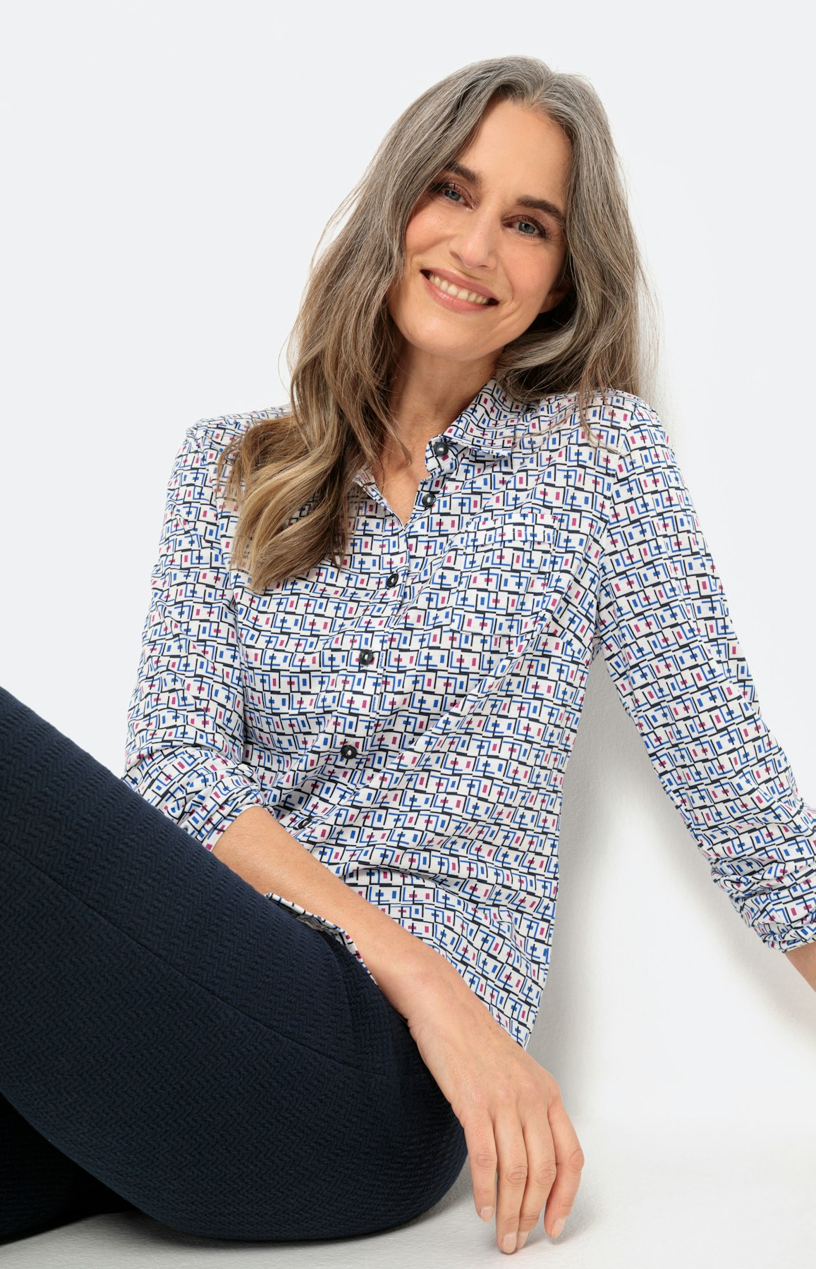 Overhemdblouse met print en lange mouwen