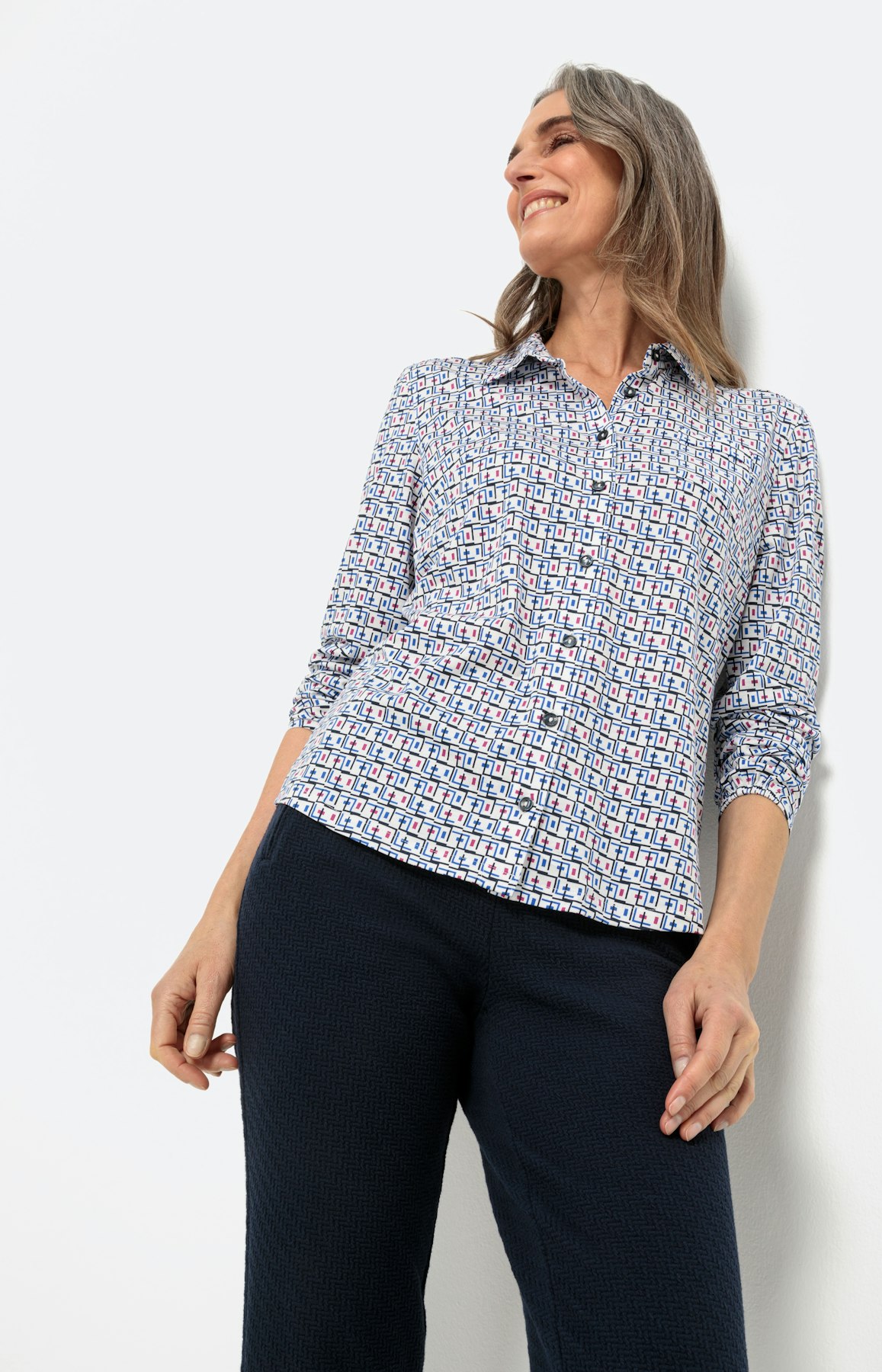 Overhemdblouse met print en lange mouwen