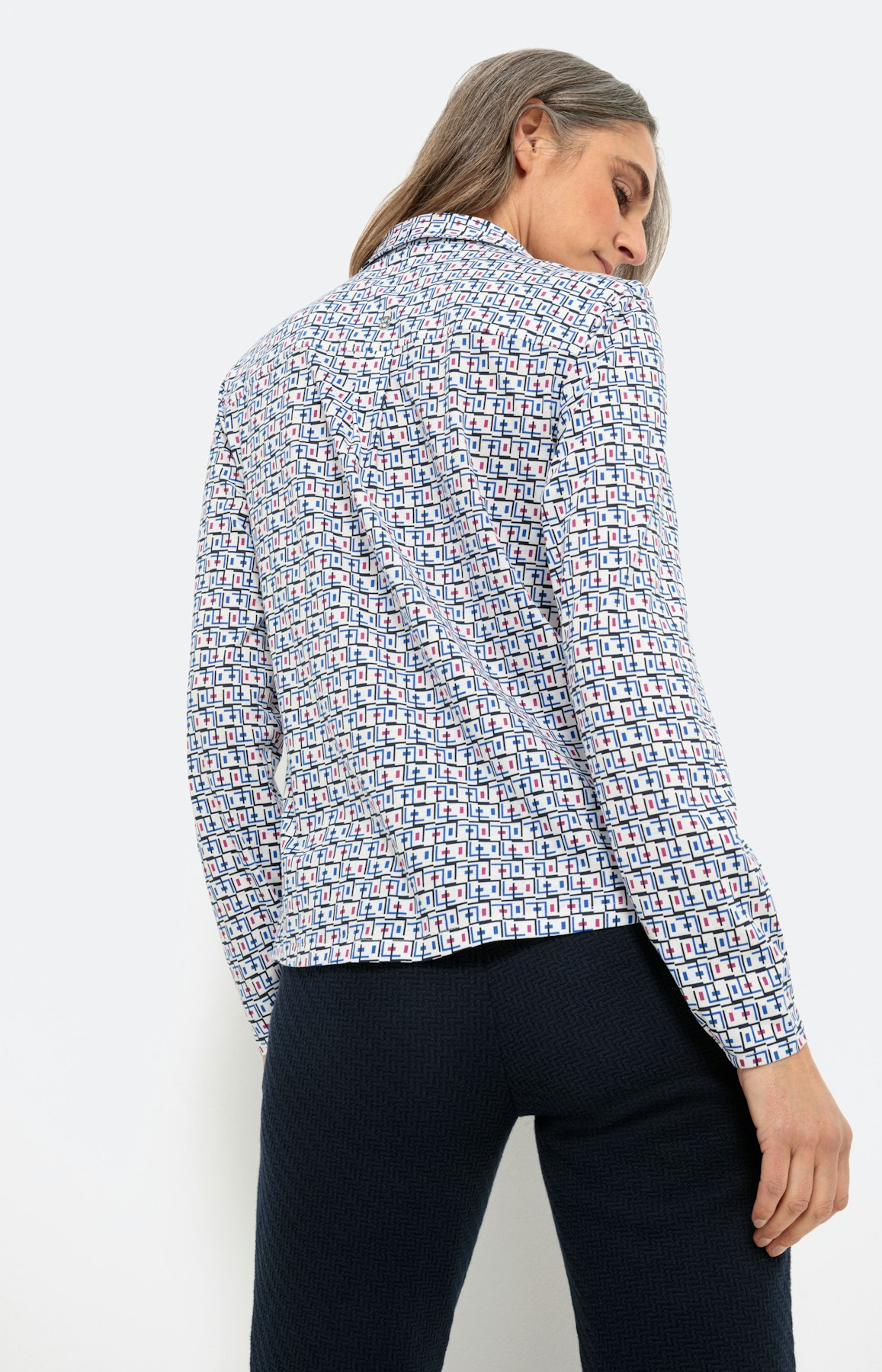 Overhemdblouse met print en lange mouwen
