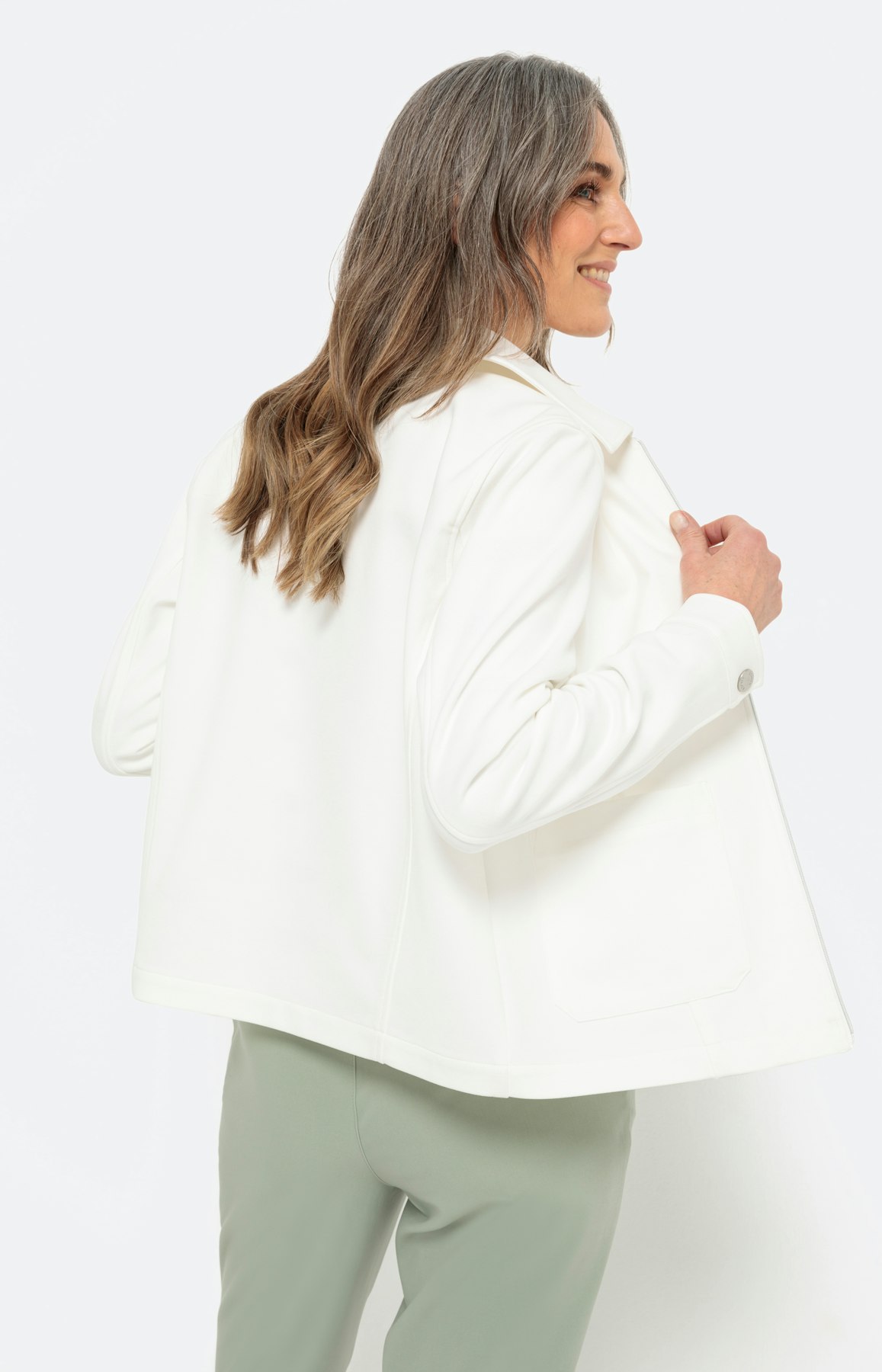 Sportieve blouson met zipper, wit