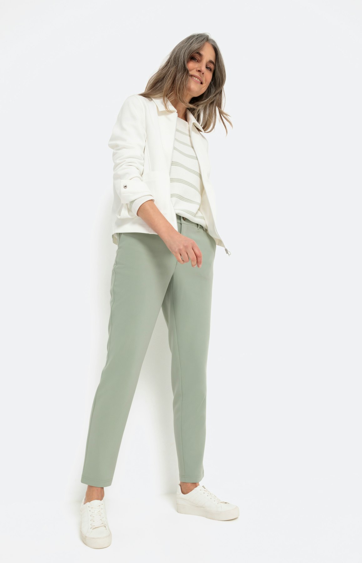 Sportieve blouson met zipper, wit