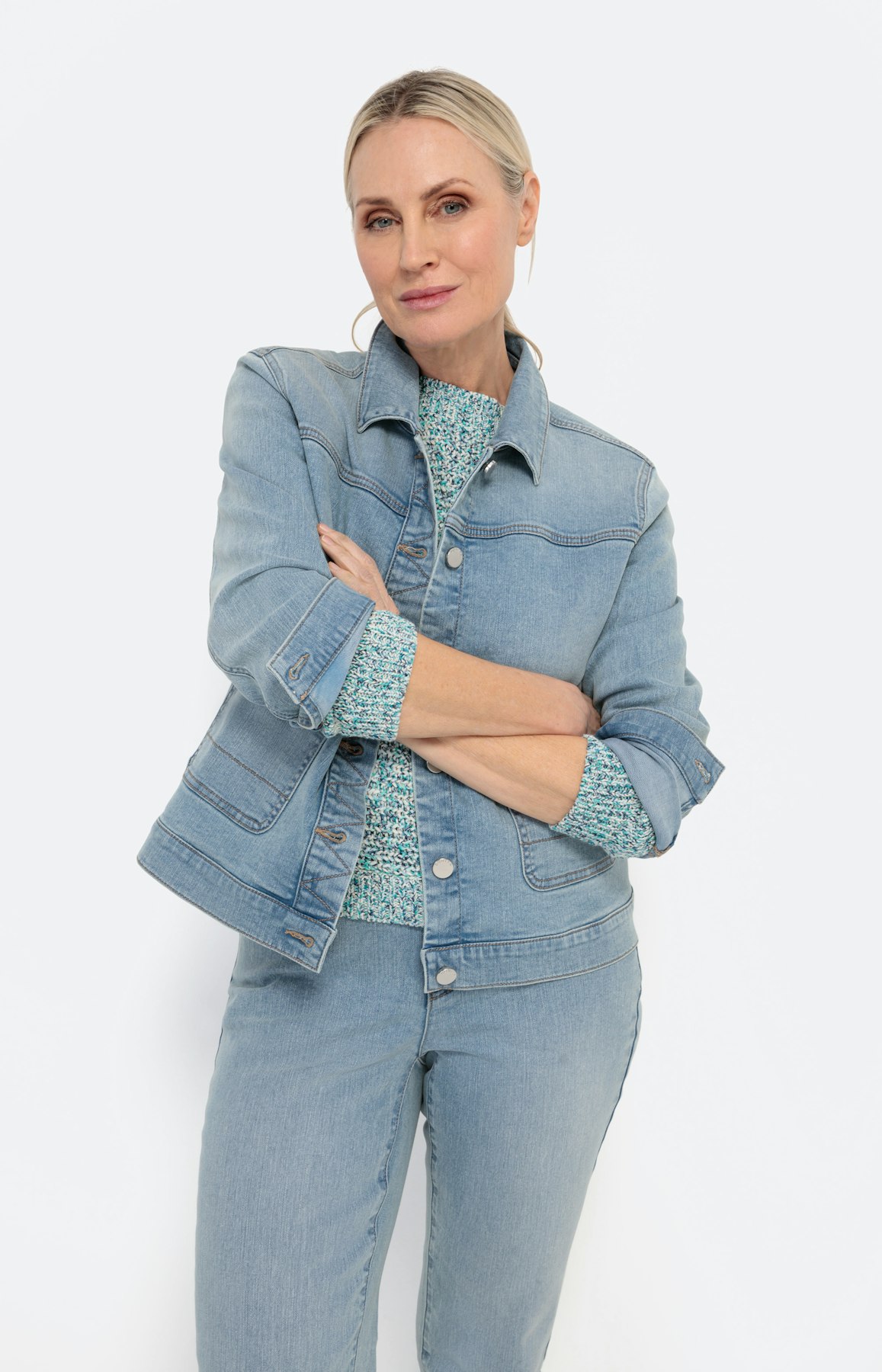 Jeansjack met opgestikte zakken