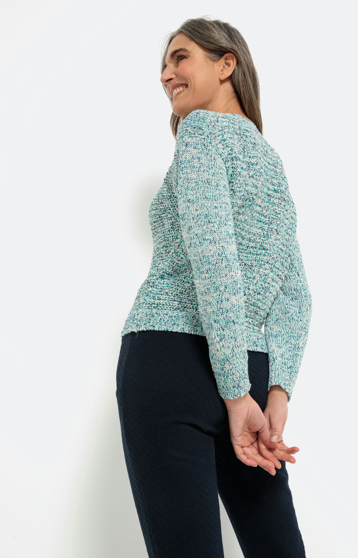 Langarm-Pullover im Struktur-Mix