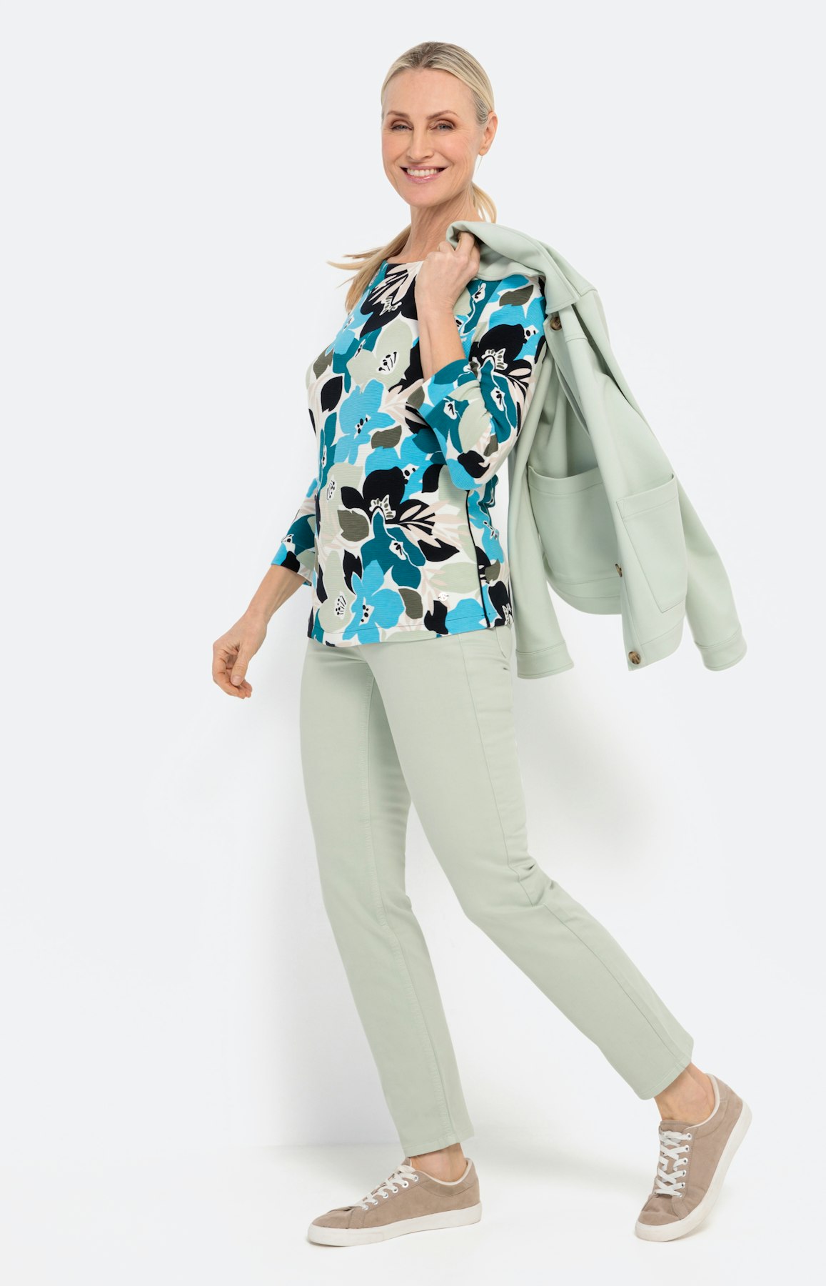 Geblümtes Shirt mit 3/4-Ärmel