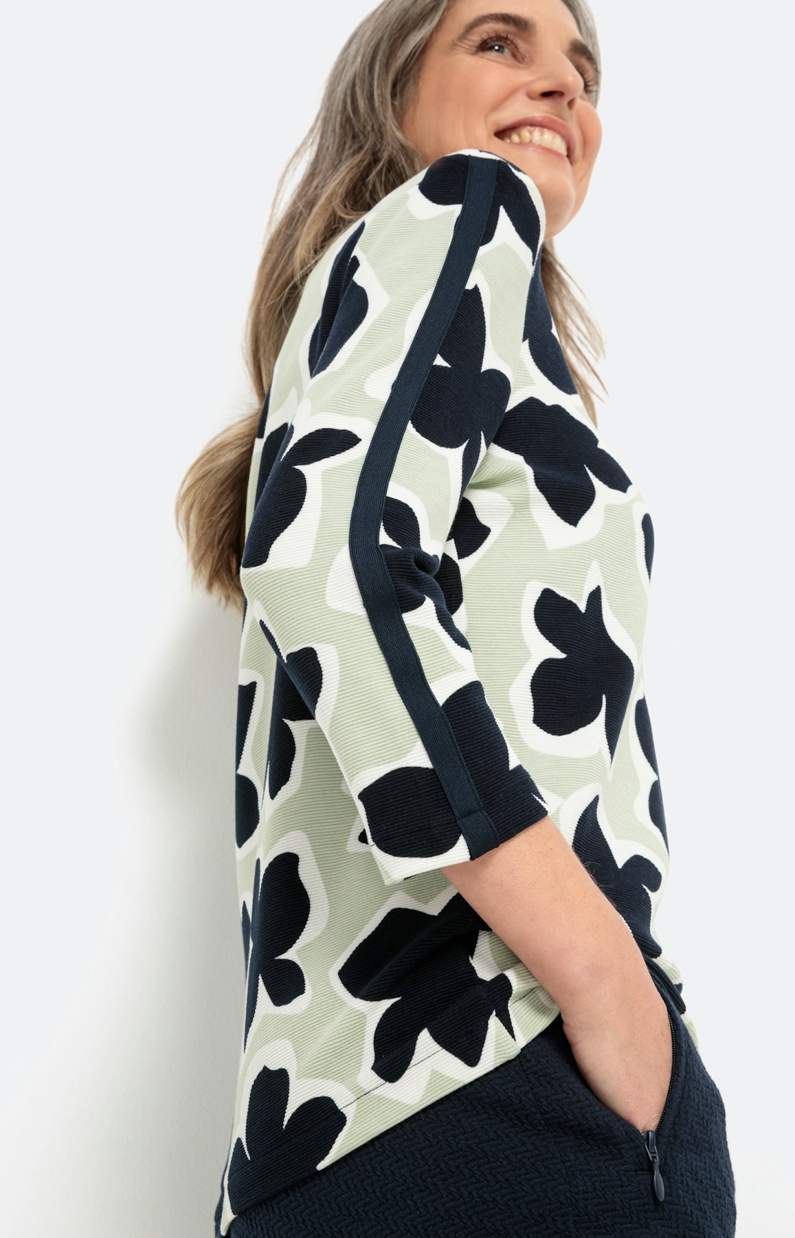 Gedessineerd sweatshirt met 3/4-mouwen