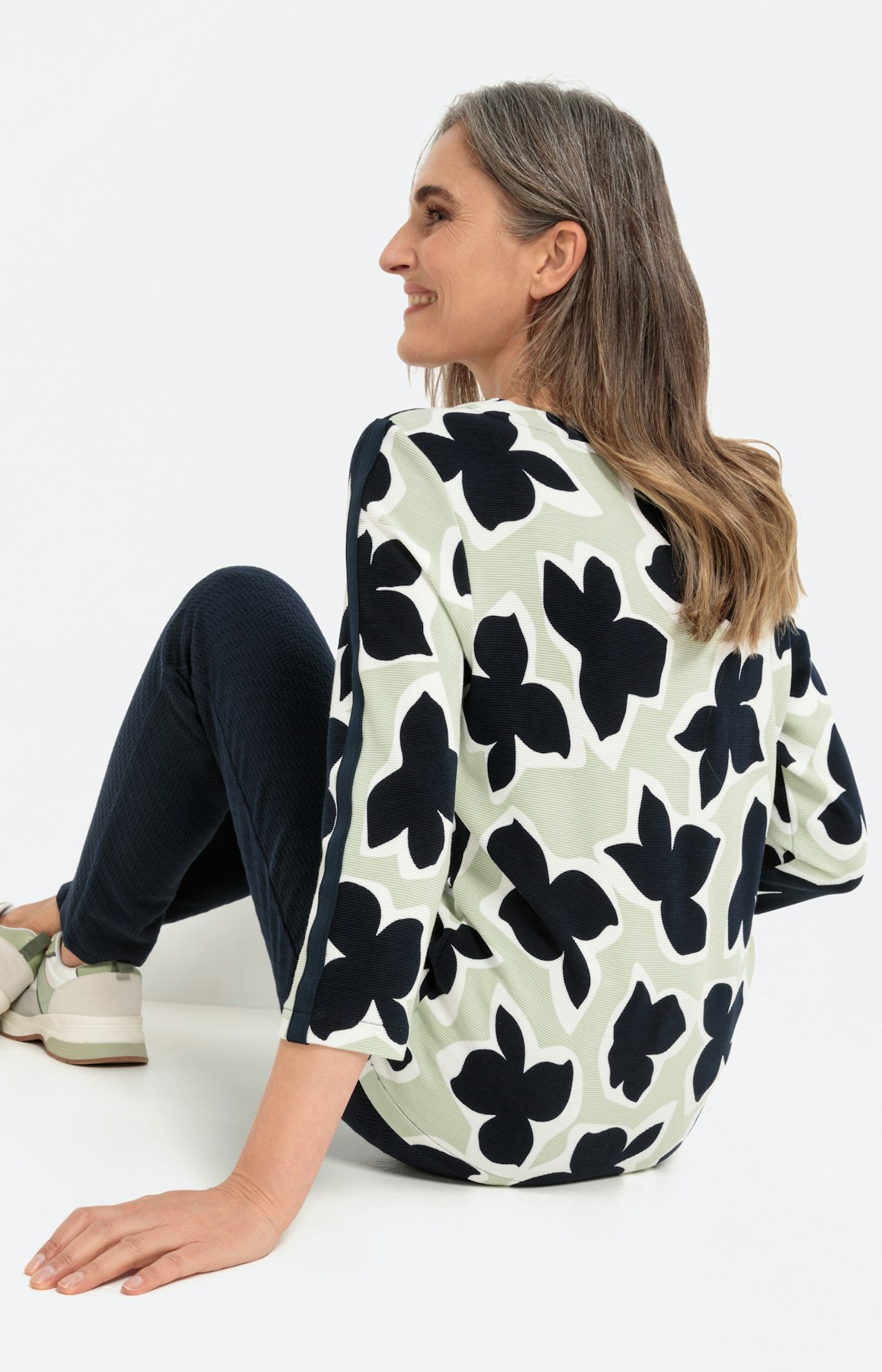 Gedessineerd sweatshirt met 3/4-mouwen