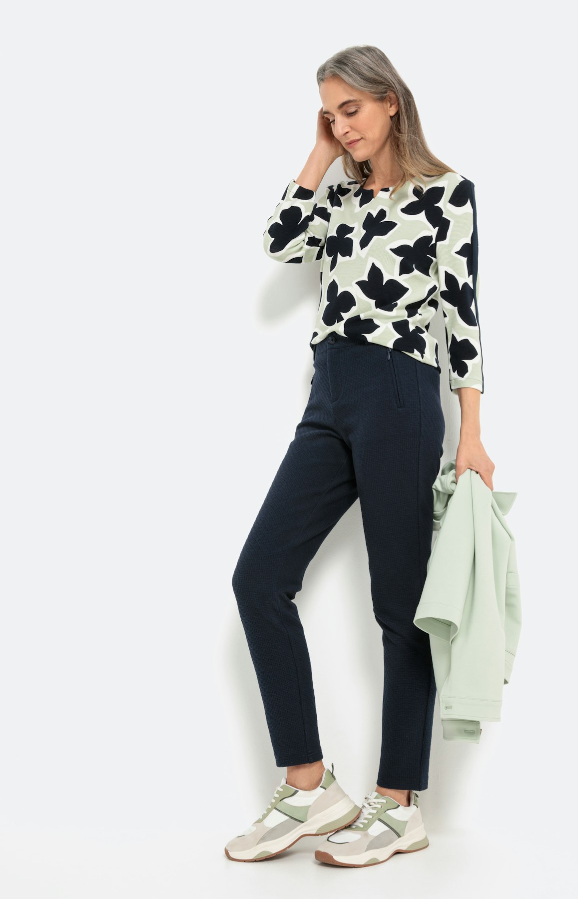 Gedessineerd sweatshirt met 3/4-mouwen