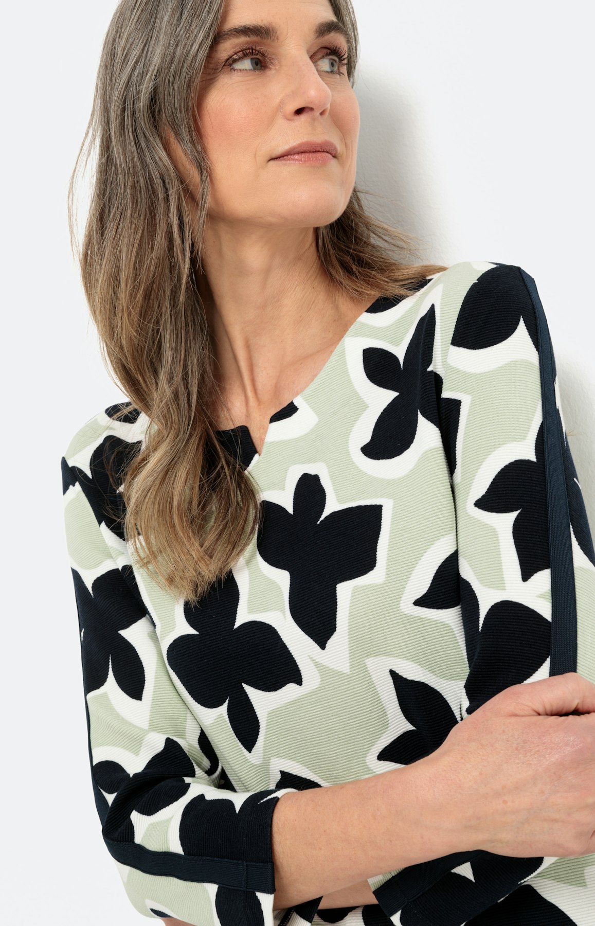 Gedessineerd sweatshirt met 3/4-mouwen