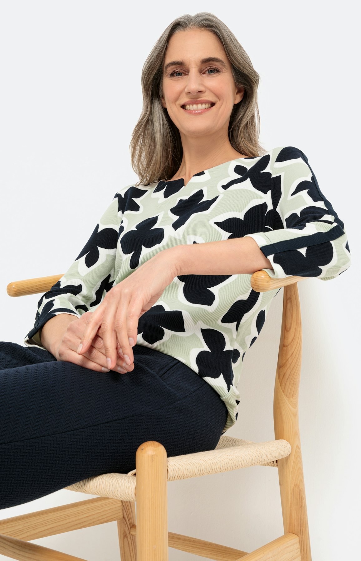 Gedessineerd sweatshirt met 3/4-mouwen