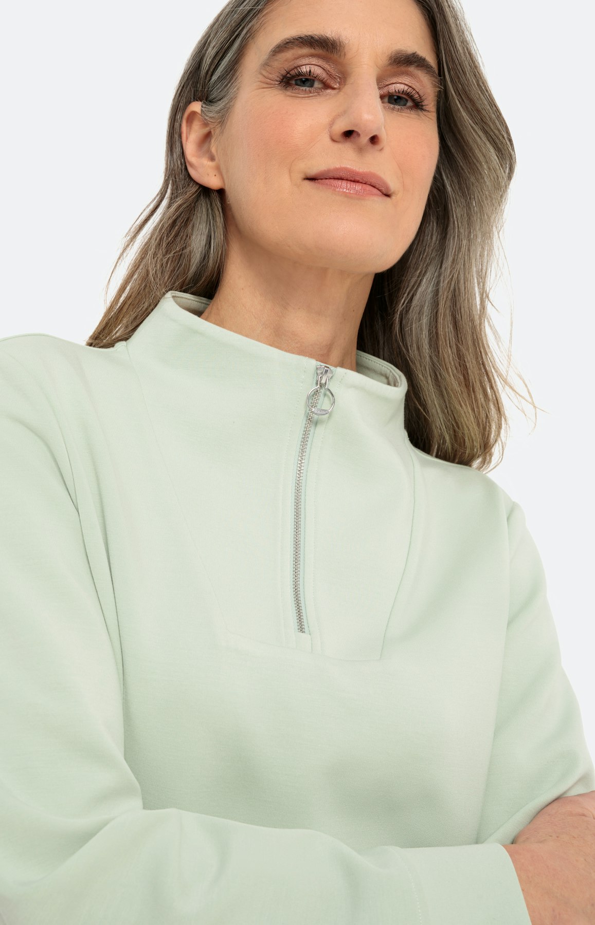 Langarm-Sweatshirt mit Troyerkragen