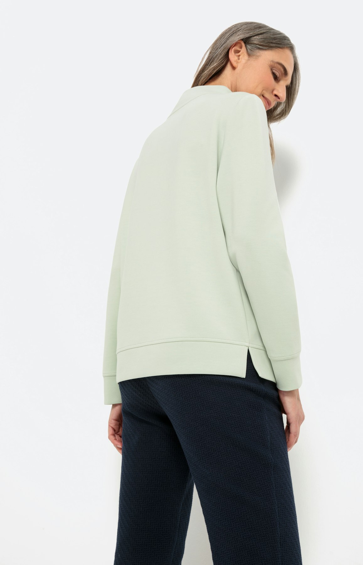 Langarm-Sweatshirt mit Troyerkragen