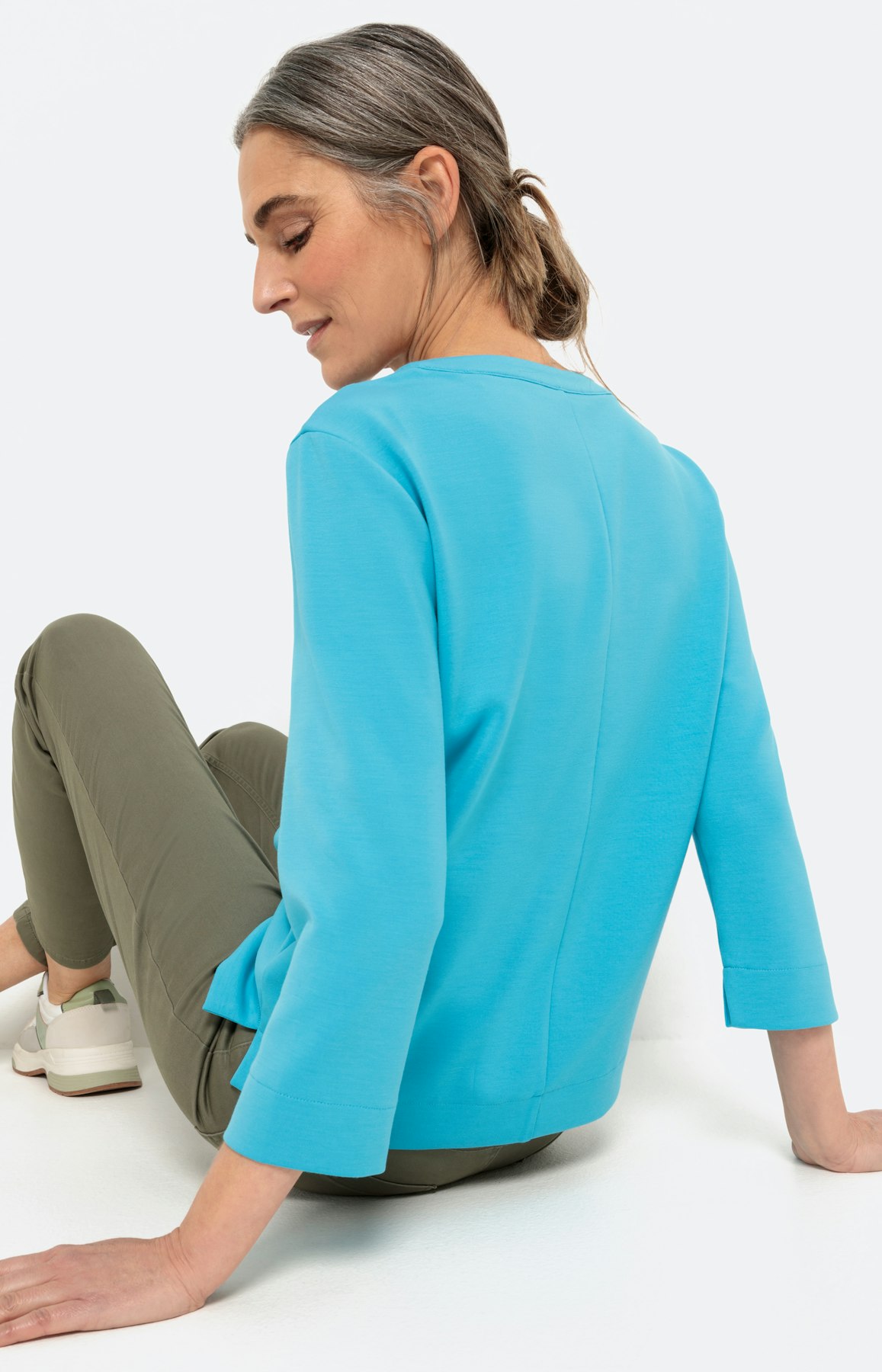 Unikleurig sweatshirt met 3/4-mouwen