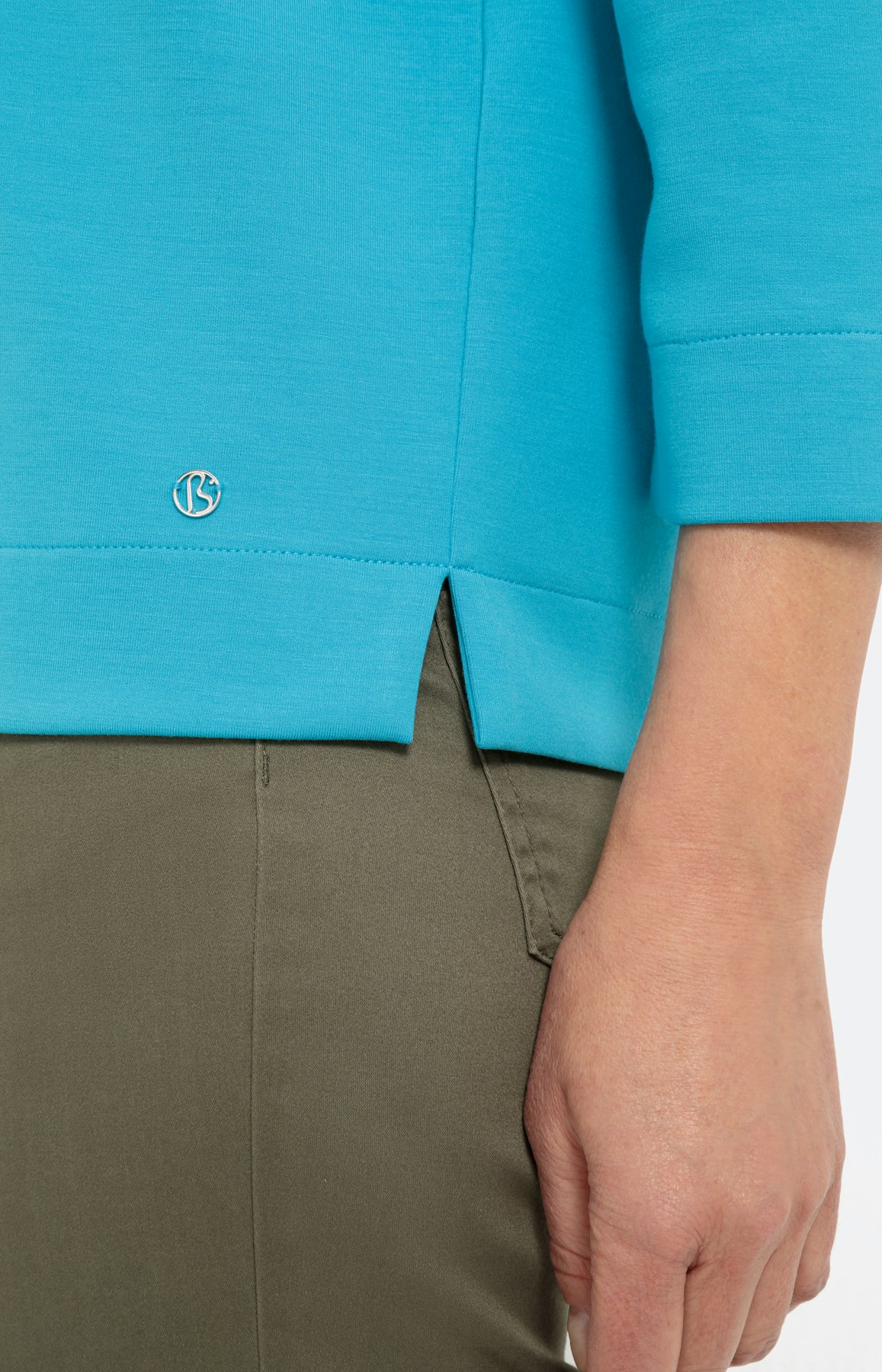 Unikleurig sweatshirt met 3/4-mouwen