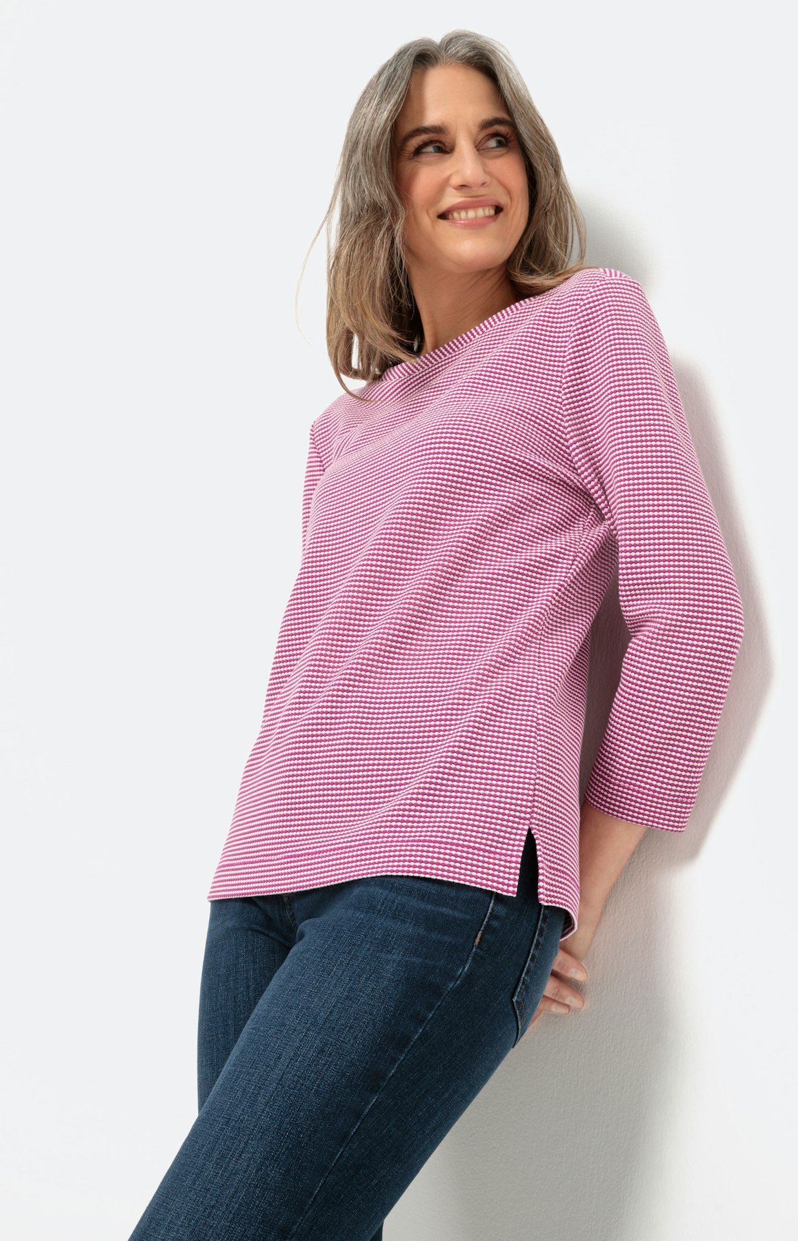 Gestructureerd sweatshirt met 3/4-mouwen