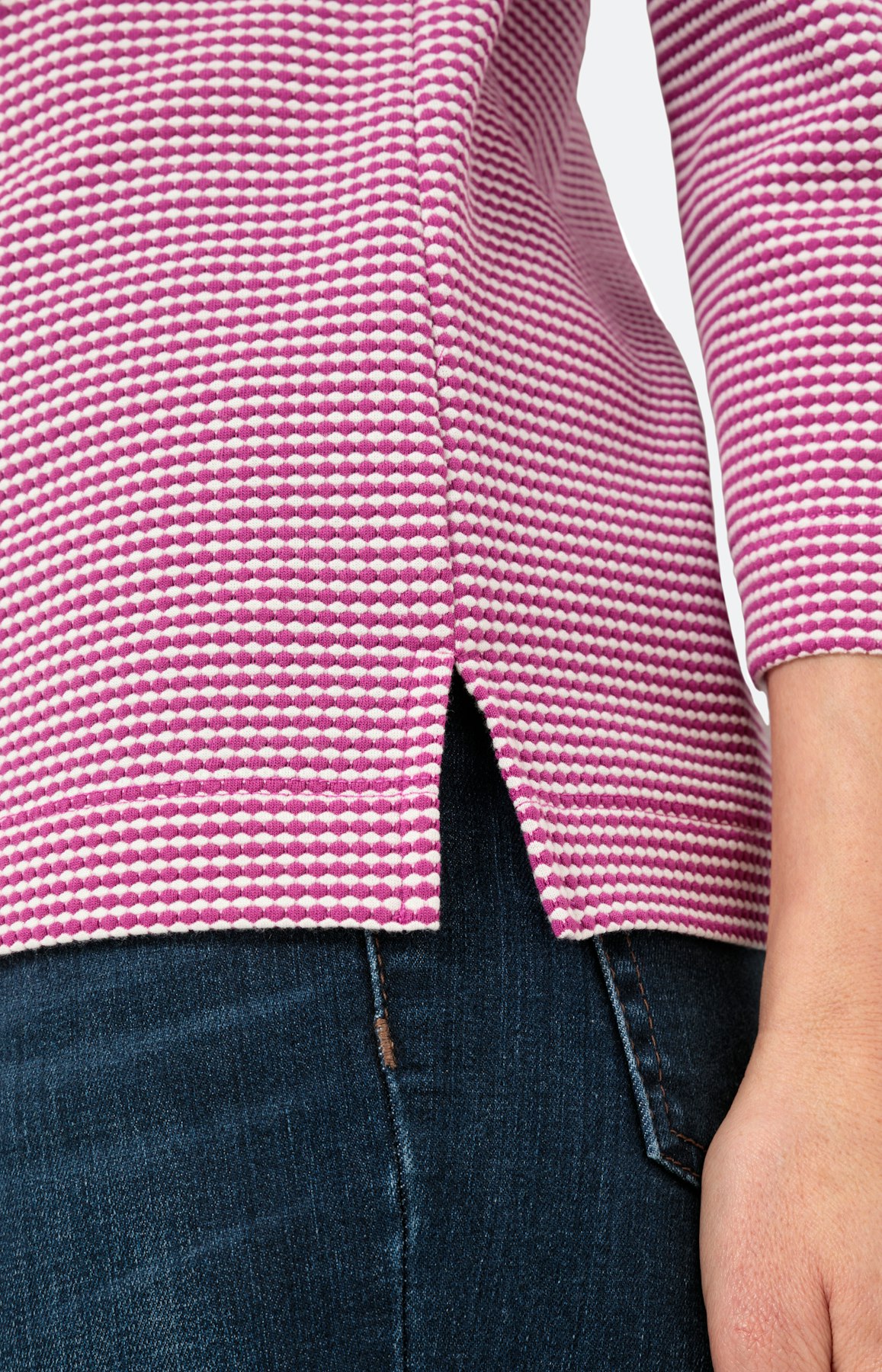 Gestructureerd sweatshirt met 3/4-mouwen