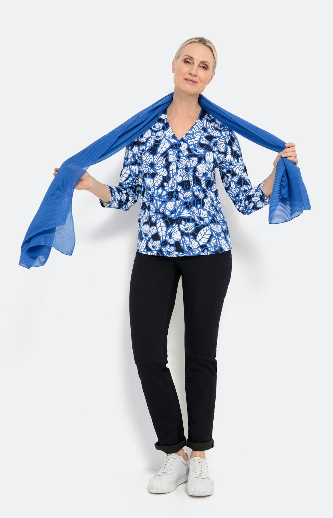 Florales Blusenshirt mit 3/4-Ärmel