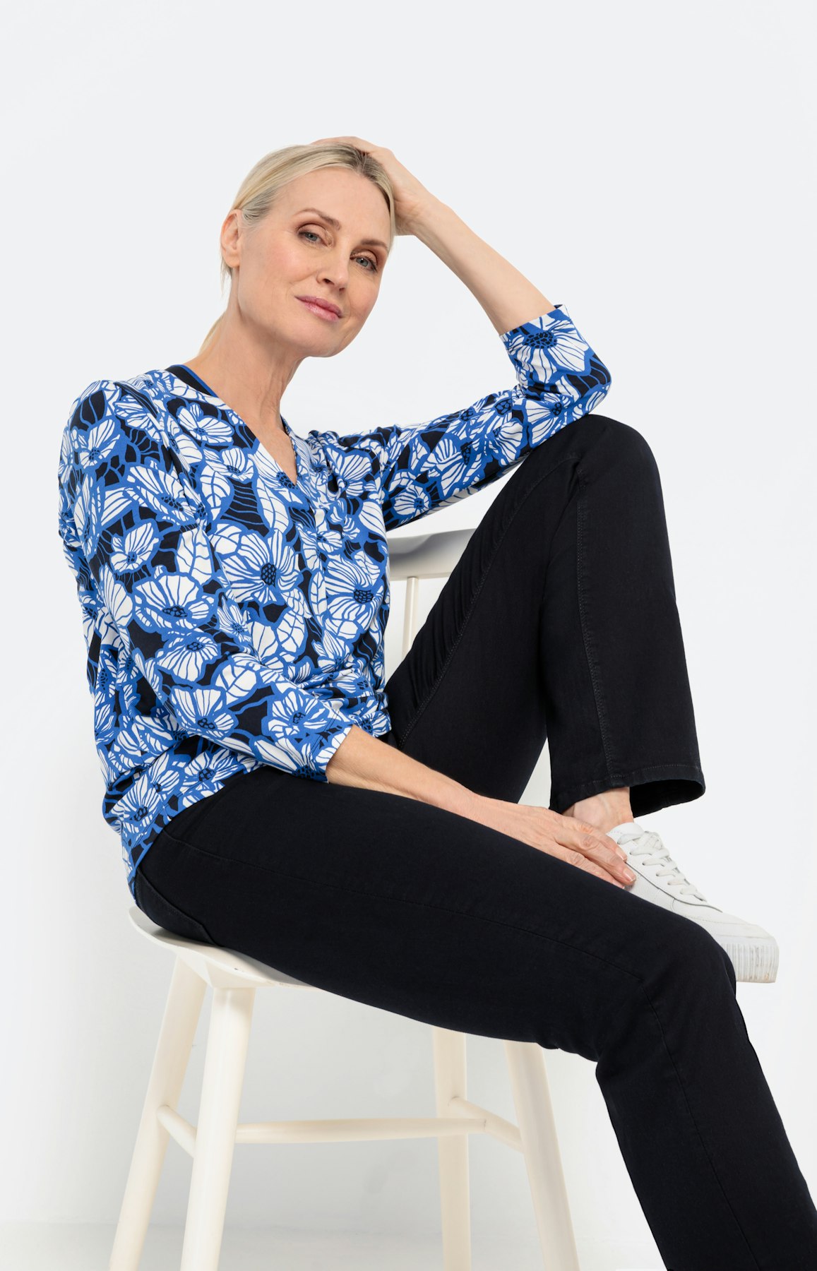 Florales Blusenshirt mit 3/4-Ärmel