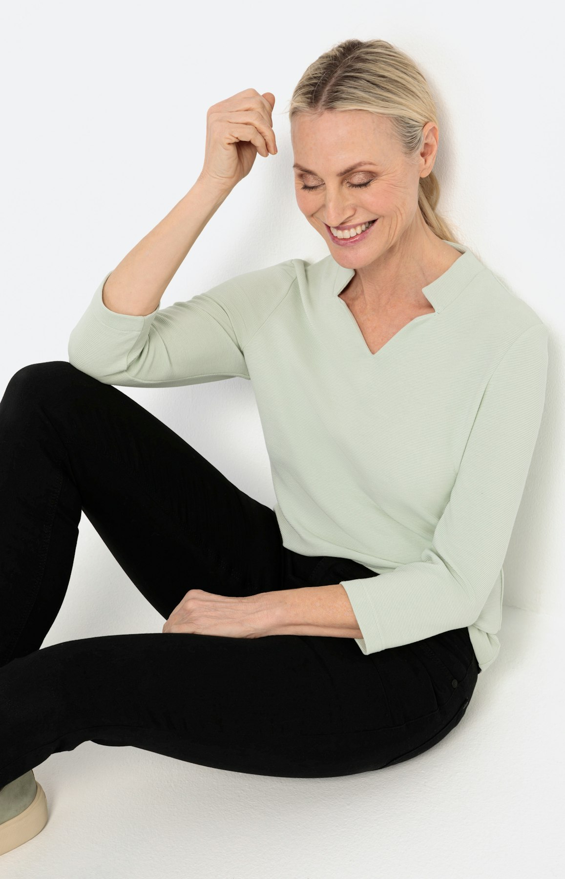 Shirt mit 3/4-Arm und Riffelstruktur