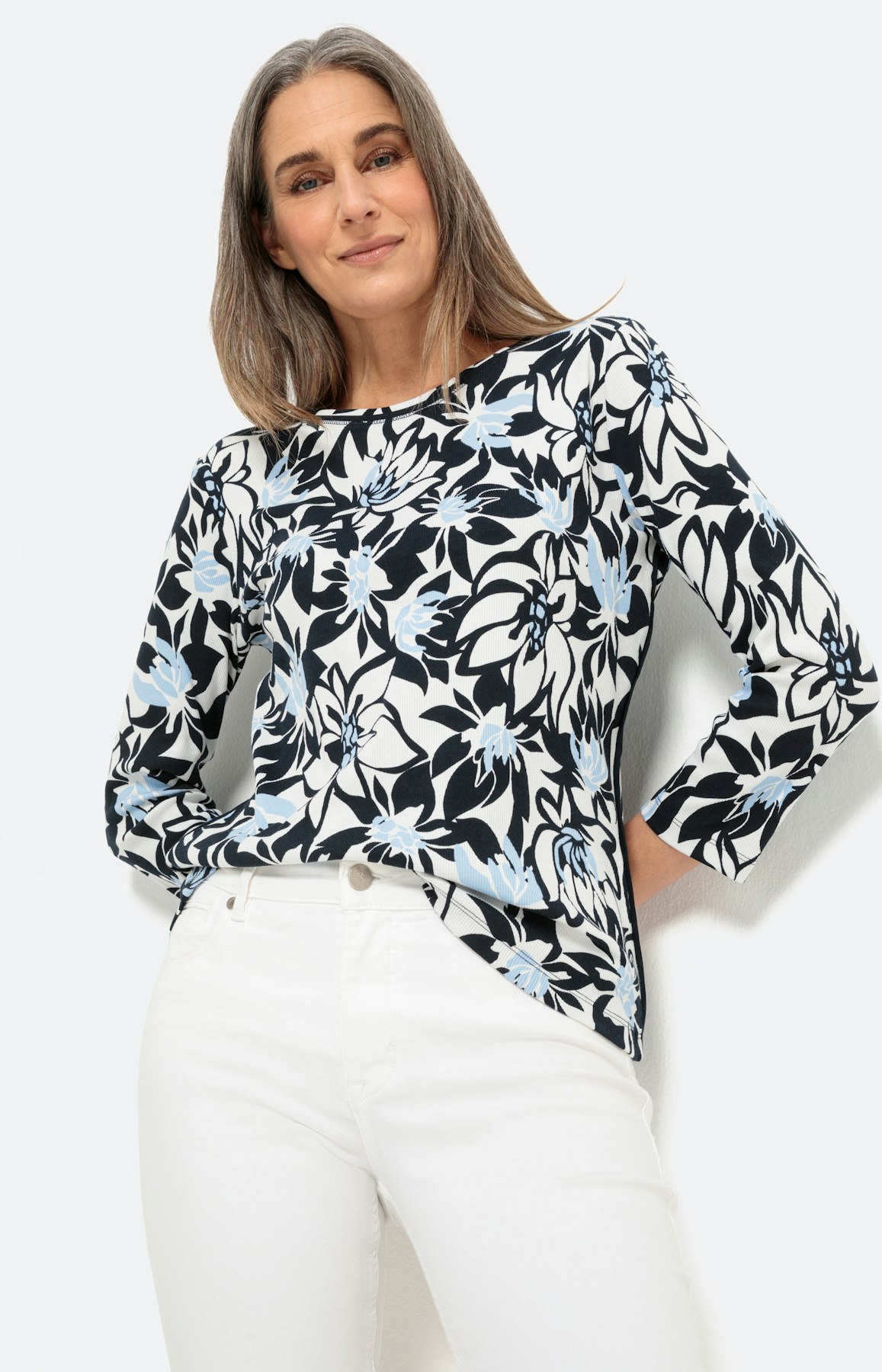 Bloemenshirt met 3/4-mouwen