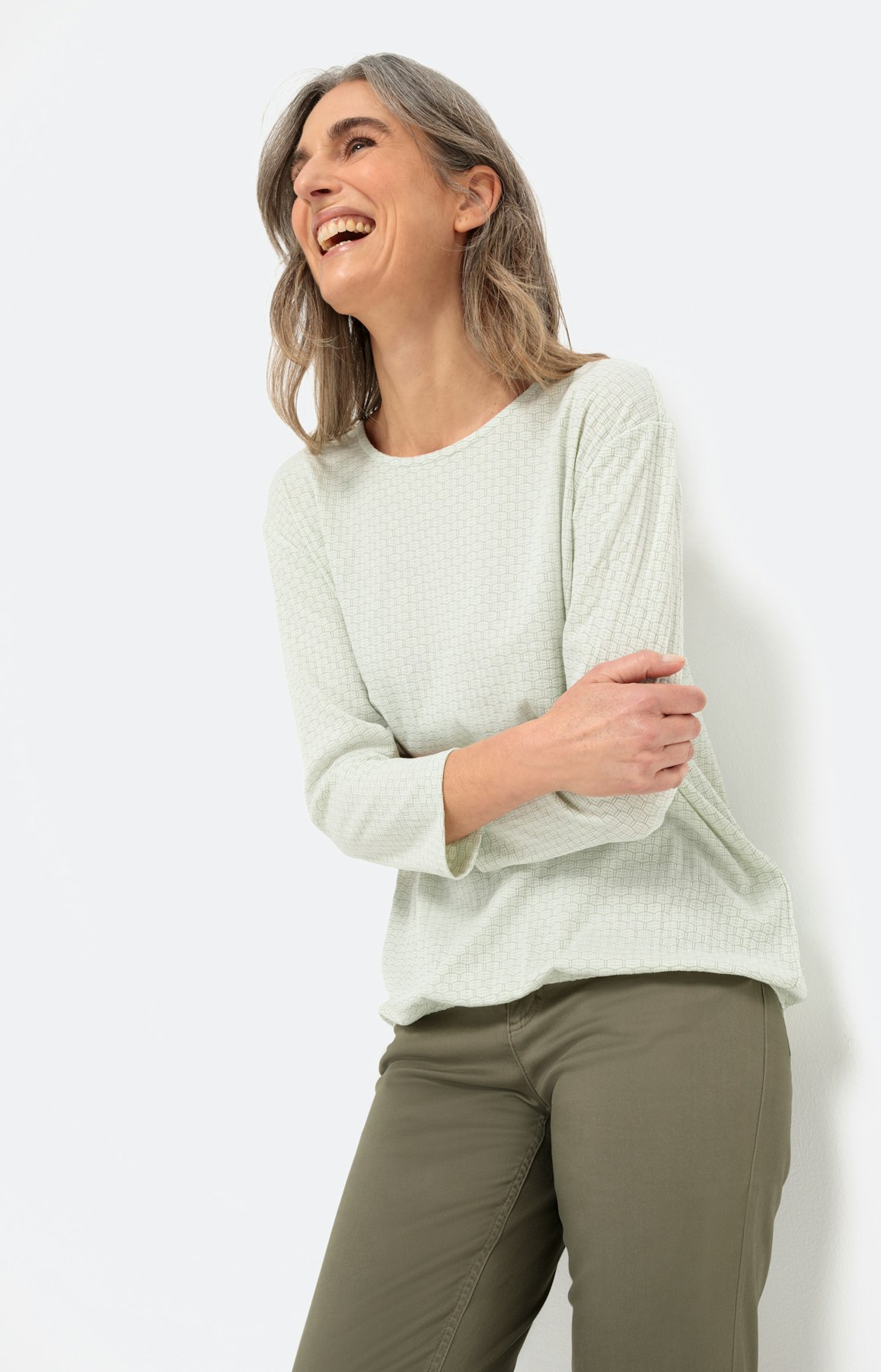 Gestructureerd shirt met 3/4-mouwen