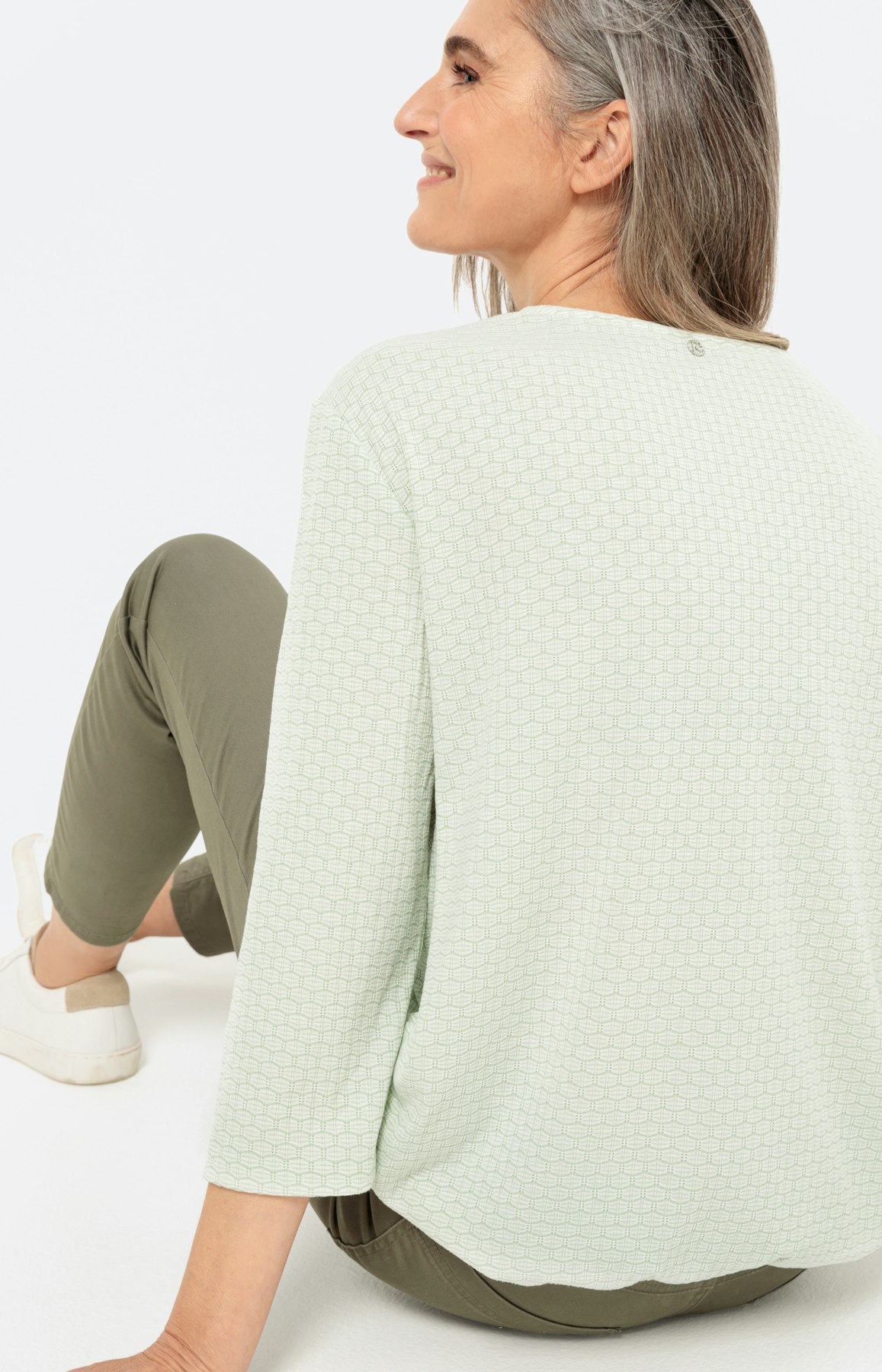 Gestructureerd shirt met 3/4-mouwen