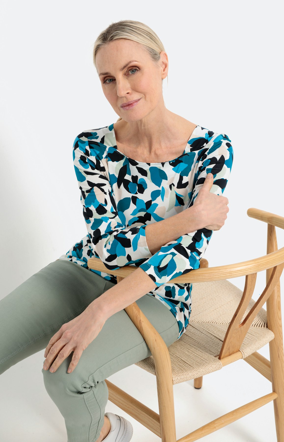 Geblümtes Shirt mit 3/4-Ärmel