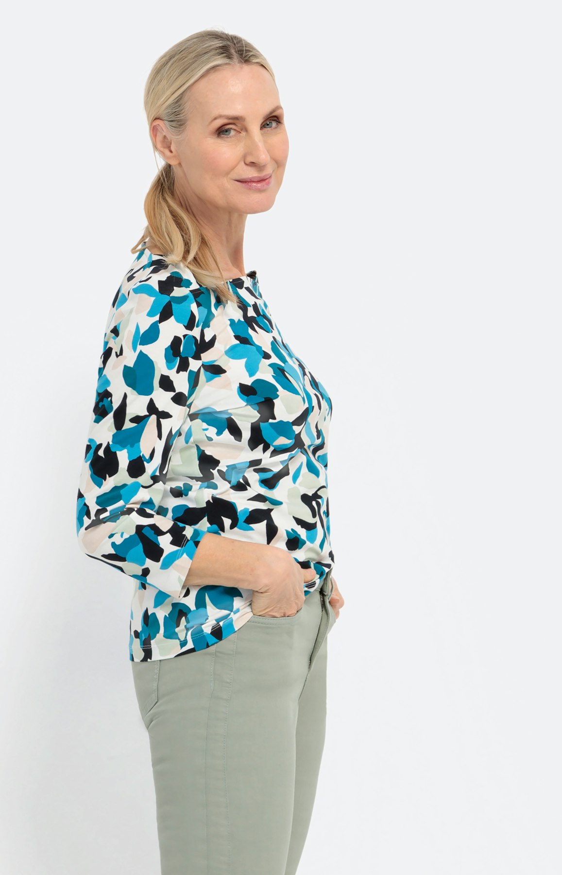 Geblümtes Shirt mit 3/4-Ärmel